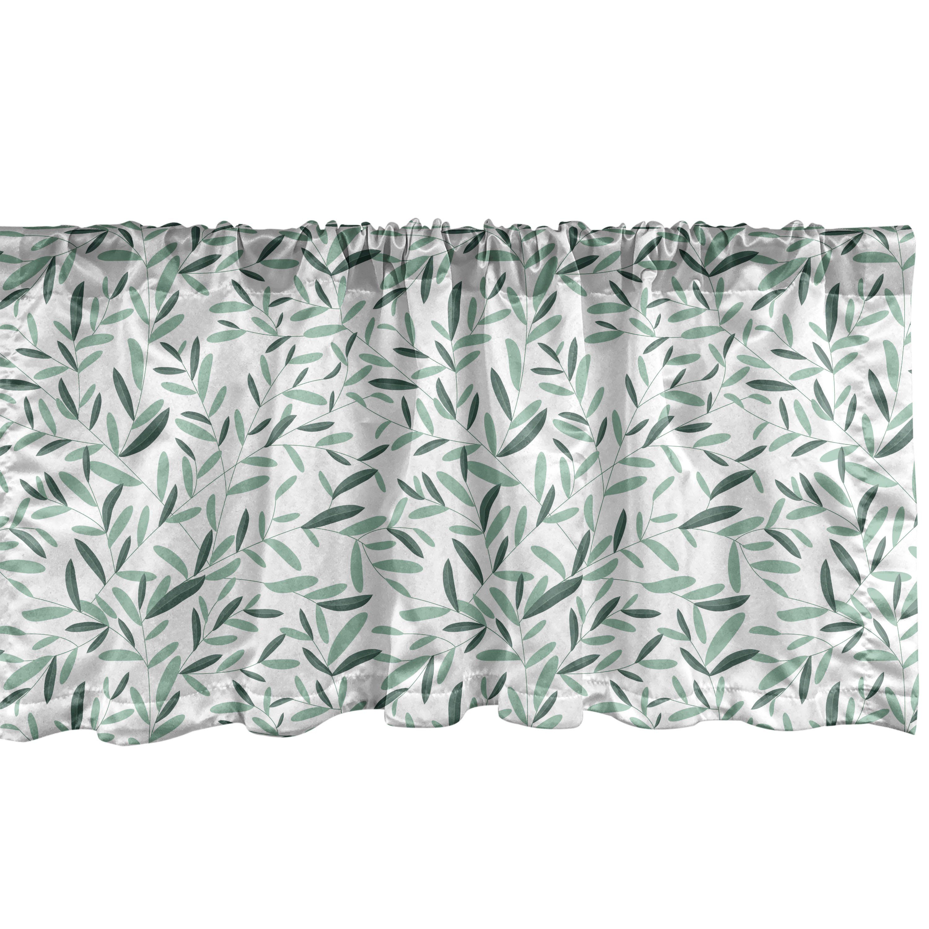 Scheibengardine Vorhang Volant für Küche Schlafzimmer Dekor mit Stangentasche, Abakuhaus, Microfaser, Garten Ölzweige | Scheibengardinen