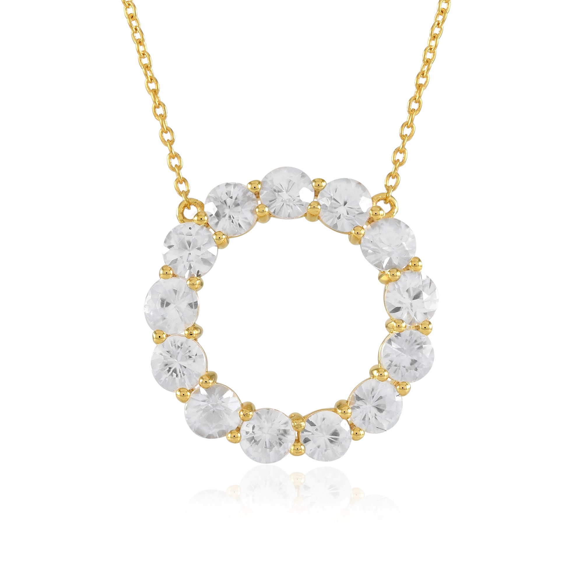 Cavill Silberkette Cavill Zirkon Kette 13 kambodschanische Zirkone 5,53 ct Goldplattiert (1-tlg)