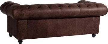 Max Winzer® Chesterfield-Sofa Old England, 2,5-Sitzer Ledersofa mit Knopfheftung & Ziernägeln, Breite 218 cm