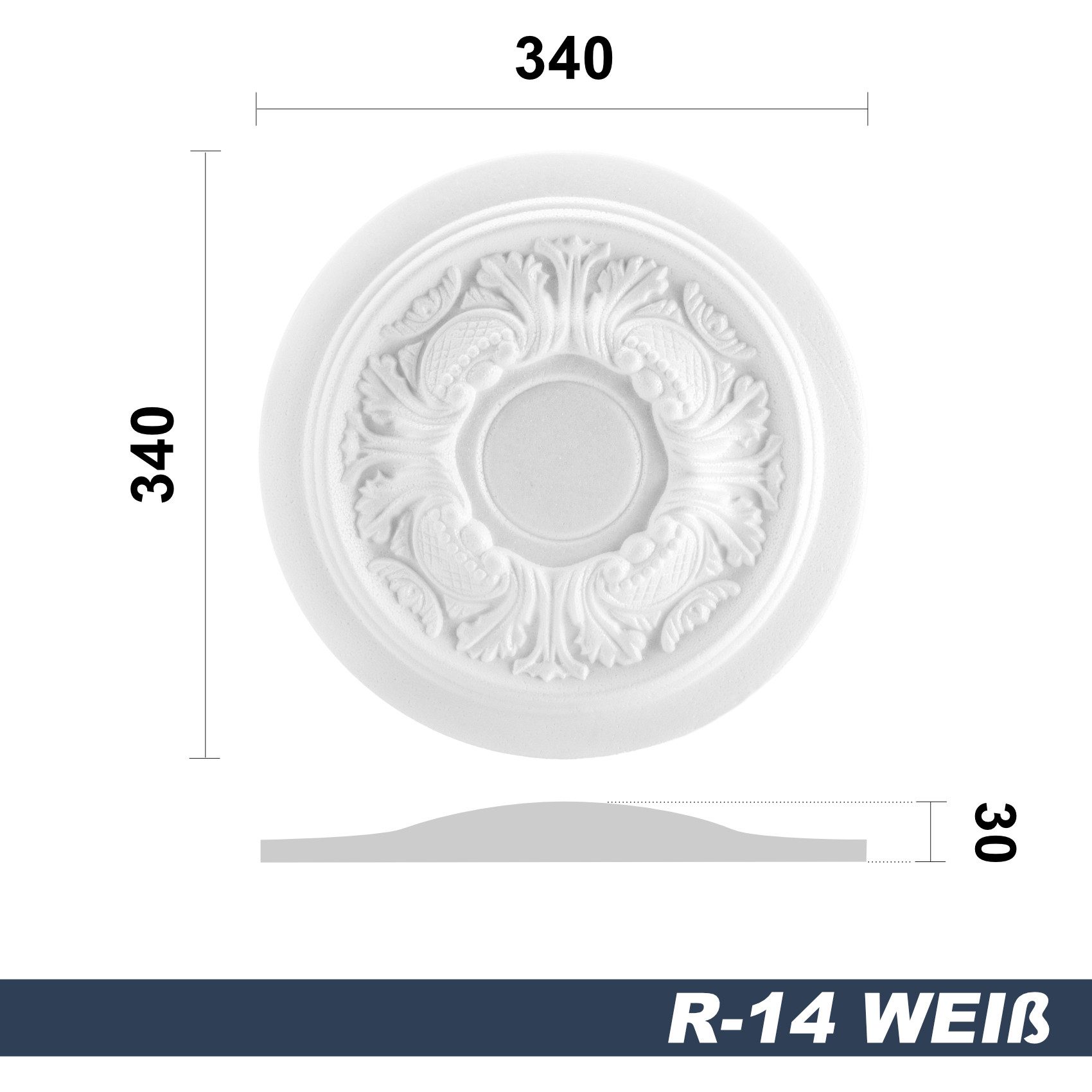 marbet design Wanddekoobjekt R-14 (Stuckrosette aus EPS Styropor, weiß, Zie günstig online kaufen