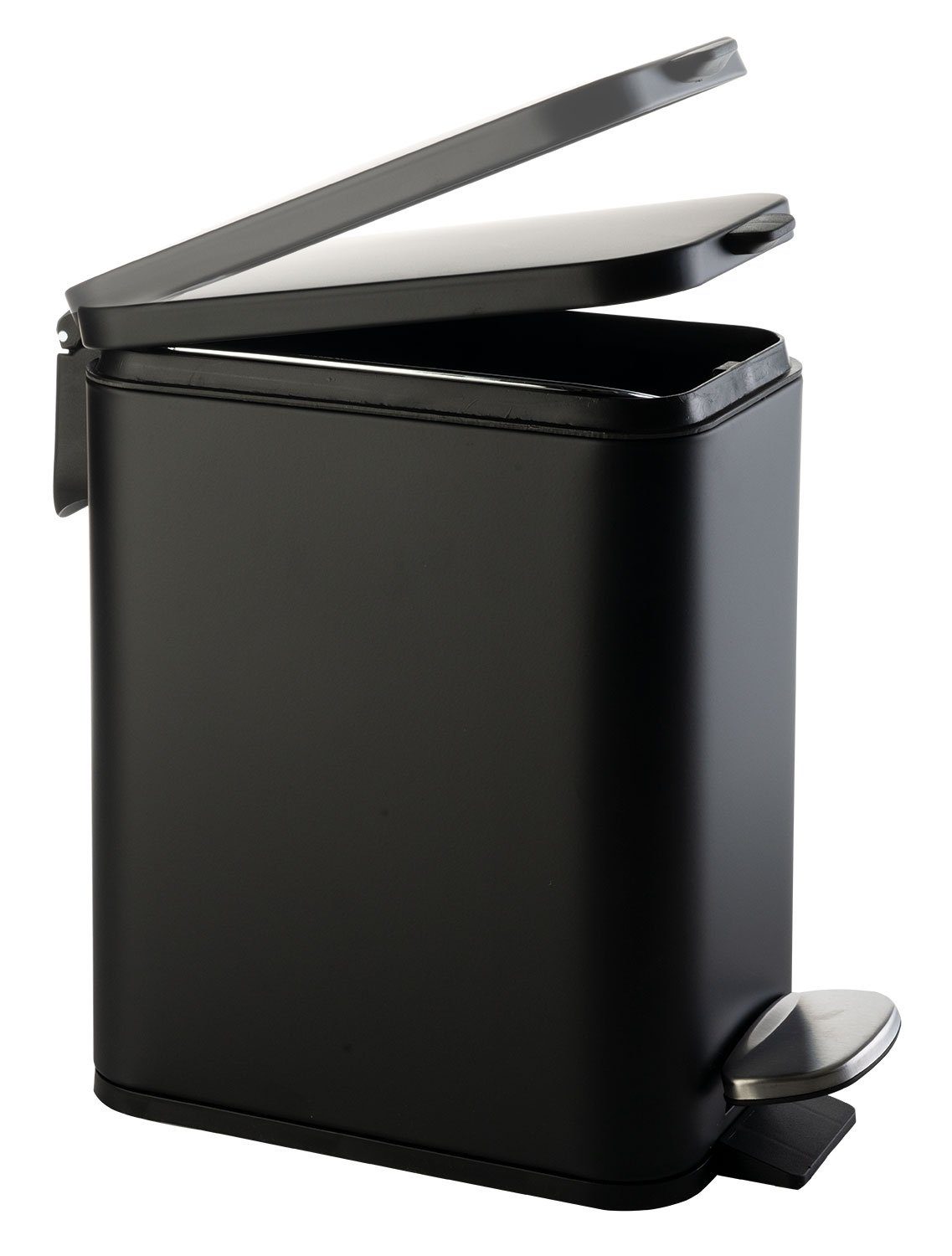 Home4You Mülleimer, Treteimer, Edelstahl, Schwarz, 5 Liter, Soft-Close-Funktion