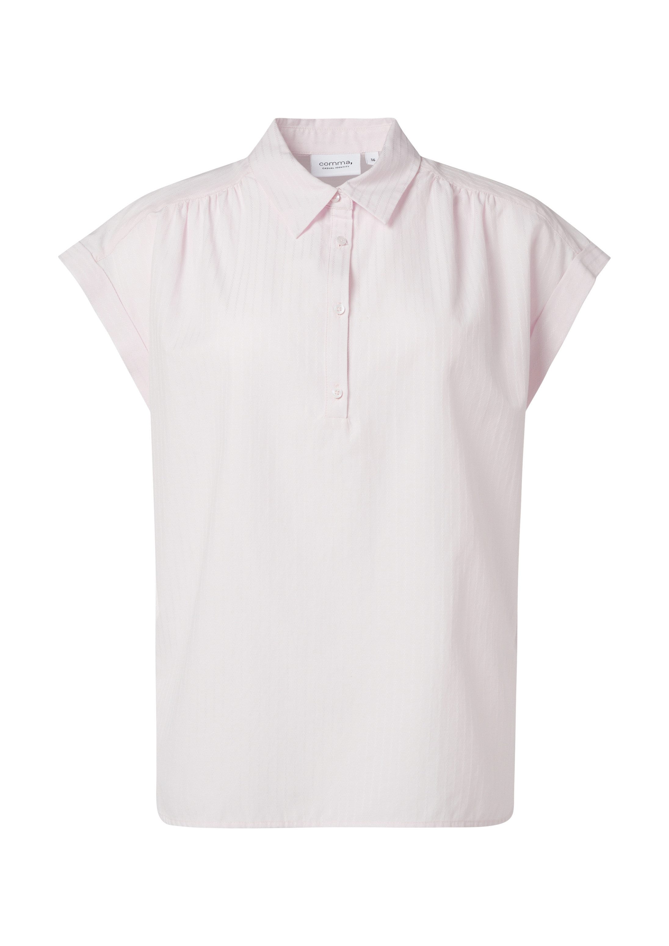 comma Kurzarmbluse Bluse Locker geschnittene Hemdbluse mit Musterstruktur