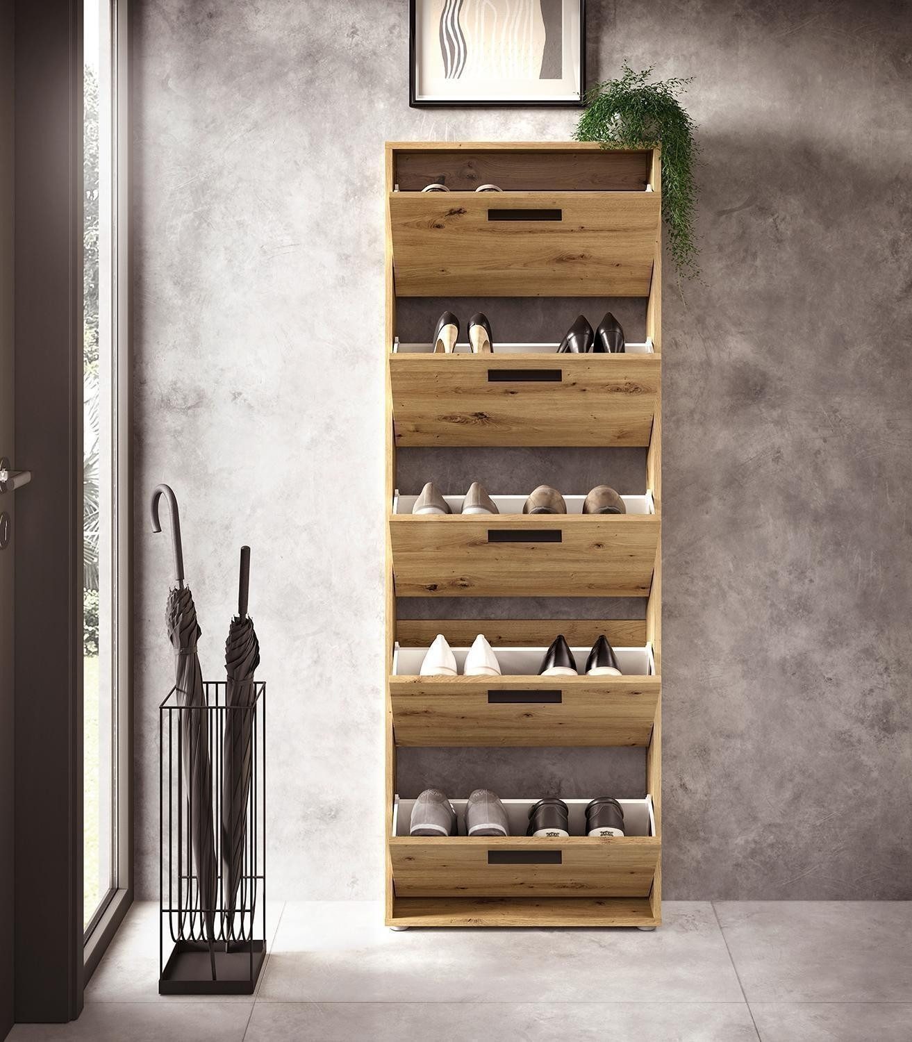 Bega Consult Schuhkipper SAM, 5 Klappen, Artisan Eiche Dekor, B 59 x H 169 x T 17 cm