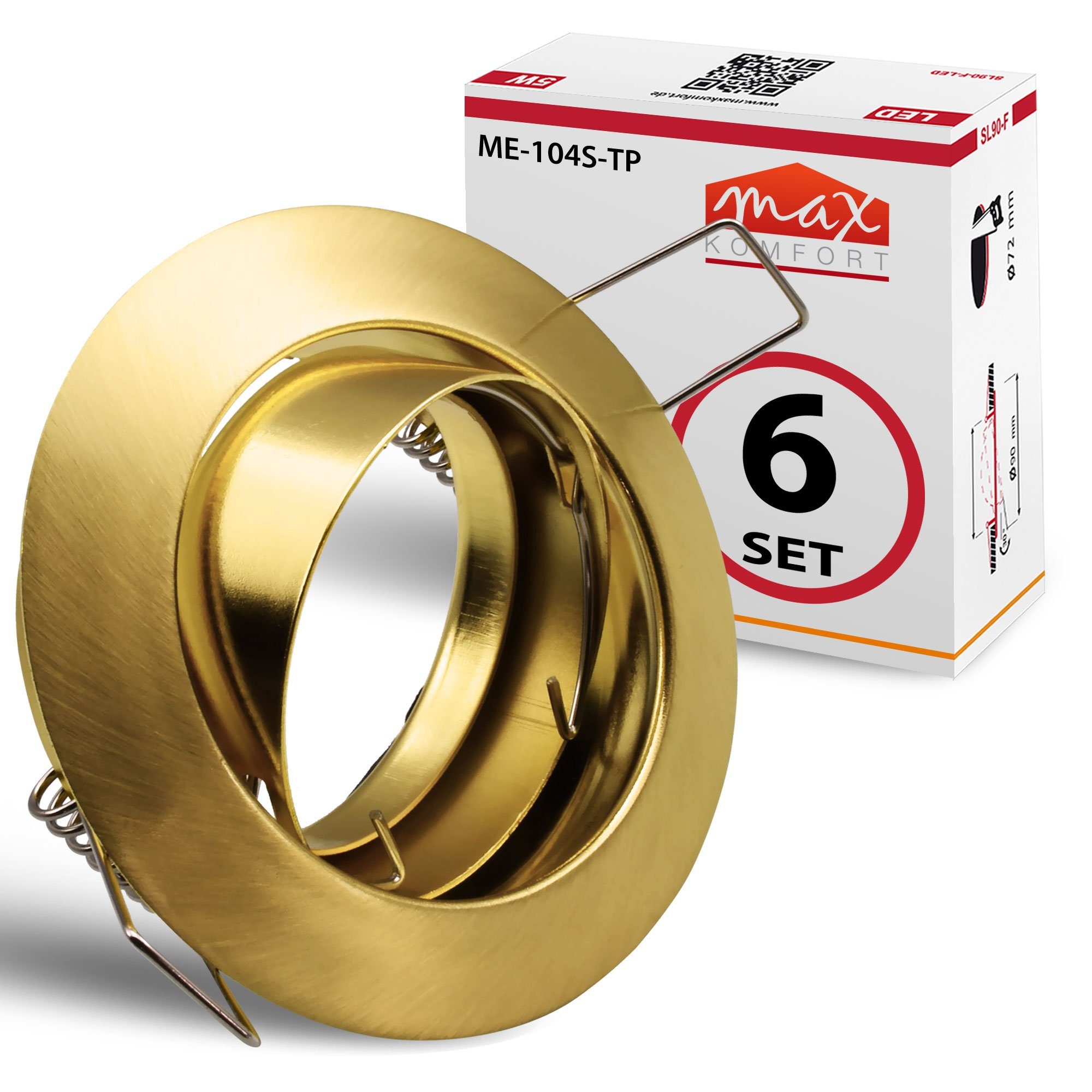 Maxkomfort Einbauleuchte 104S-TP rund schwenkbar, für LED und Halogen geeignet, Einbauspot