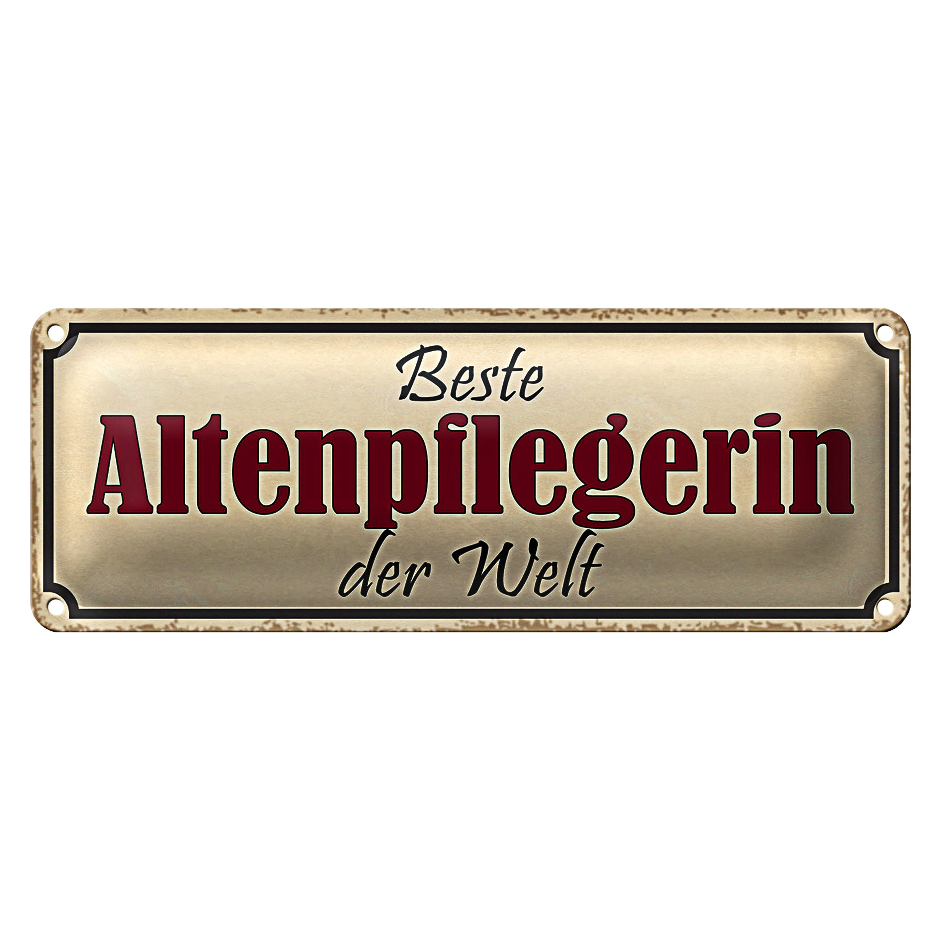 Roomando Metallschild Blechschild Spruch 27x10cm beste Altenpflegerin der Welt Dekoration