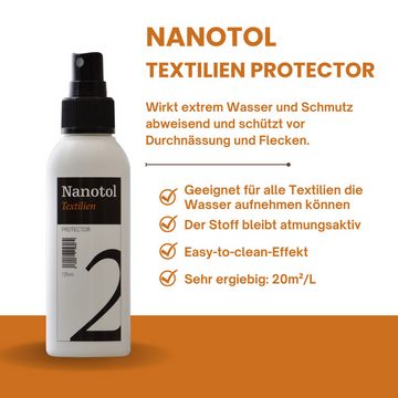 Nanotol Textilien Protector Imprägnierspray (Fleckenschutz für Schuhe, Decken, Kleidung etc. - ein Produkt für ALLE Textilien), lösungsmittelfrei, geruchslos, 100% durchsichtig