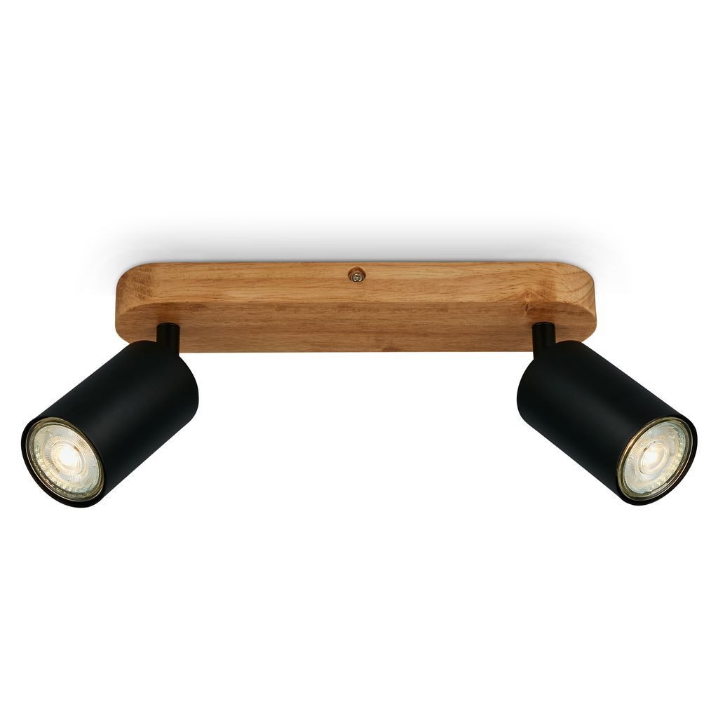 B.K.Licht LED Deckenleuchte BKL1634, ohne Leuchtmittel, 2700K - Extra-Warmweiß, Deckenleuchte 27 cm Metall-Holz GU10 max. 9W Wohnzimmer Schlafzimmer