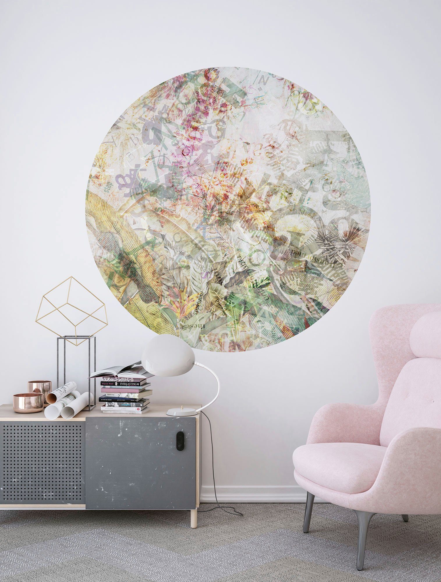 Komar Fototapete Vlies selbstklebend - Round Stories - Größe 125 x 125 cm, glatt, bedruckt, (1 St), Wohnzimmer, Schlafzimmer