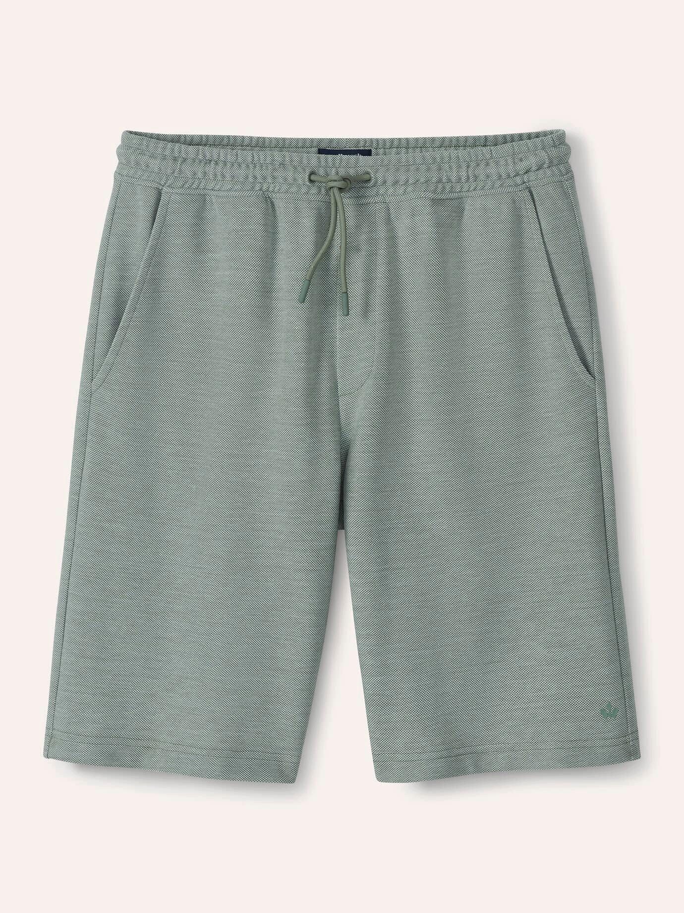 Walbusch Shorts Herren Freizeitshorts Extraglatt bügelfrei Baumwollmix Shorts in Salbei, Kurzgröße 24, Gummizug mit Kordel, 3 Taschen