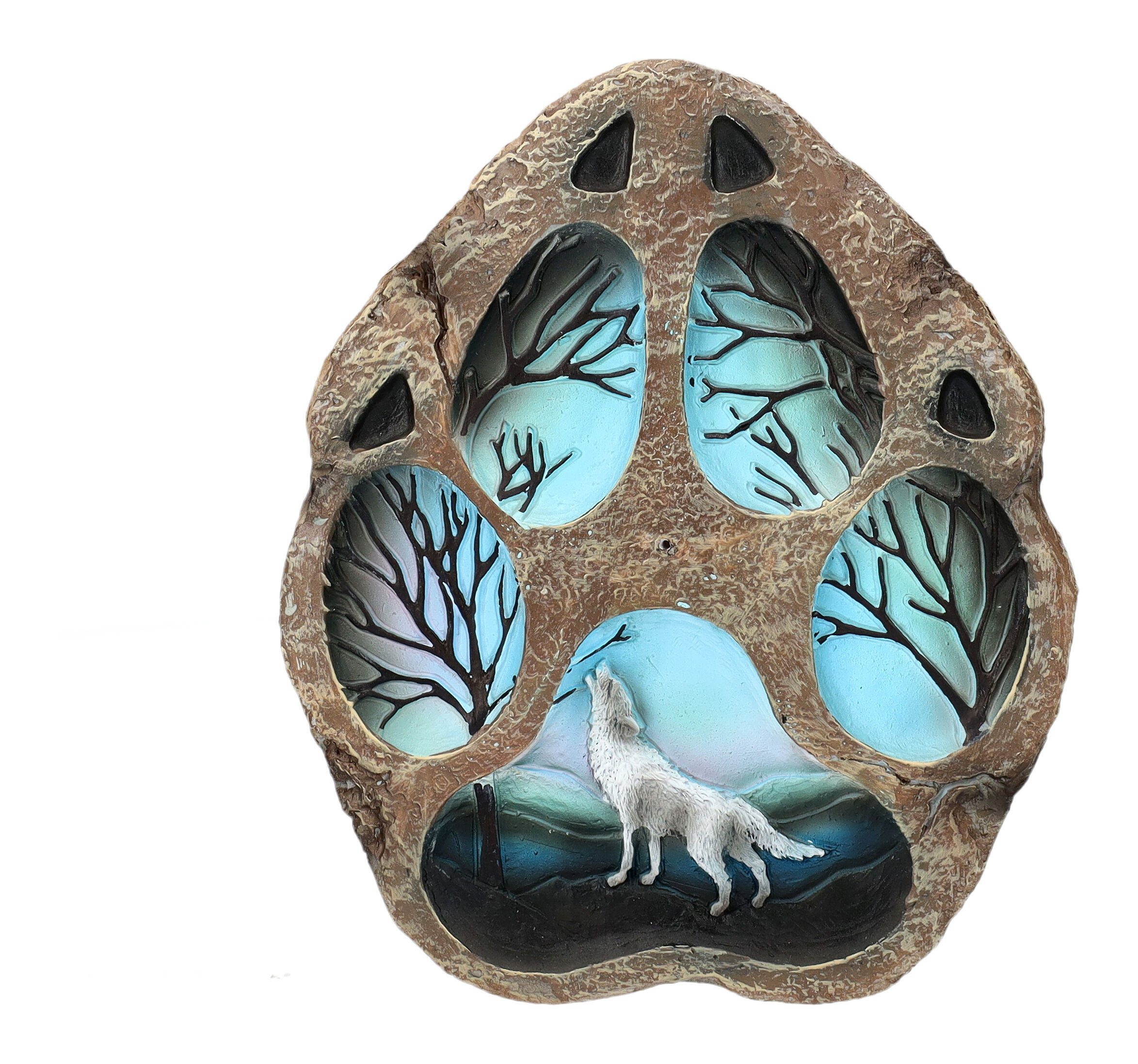 Figuren Shop GmbH Räucherstäbchen-Halter Räucherstäbchenhalter - Wolf Pfotenabdruck - Fantasy magische Tierdeko