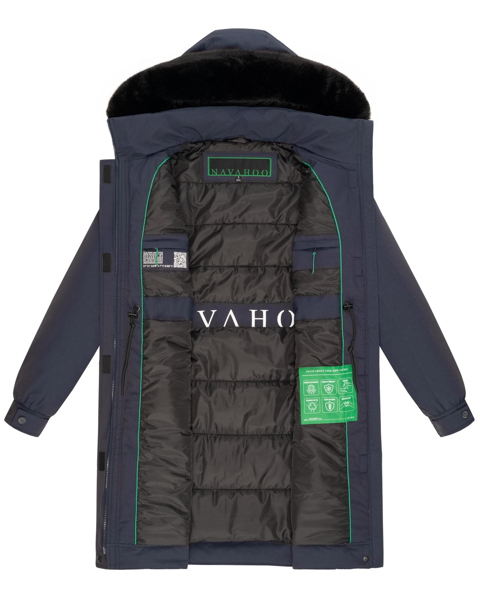Navahoo Kurzmantel Kaltwetterretter 14 Damen Wintermantel mit abnehmbarer Kapuze und Kunstfell