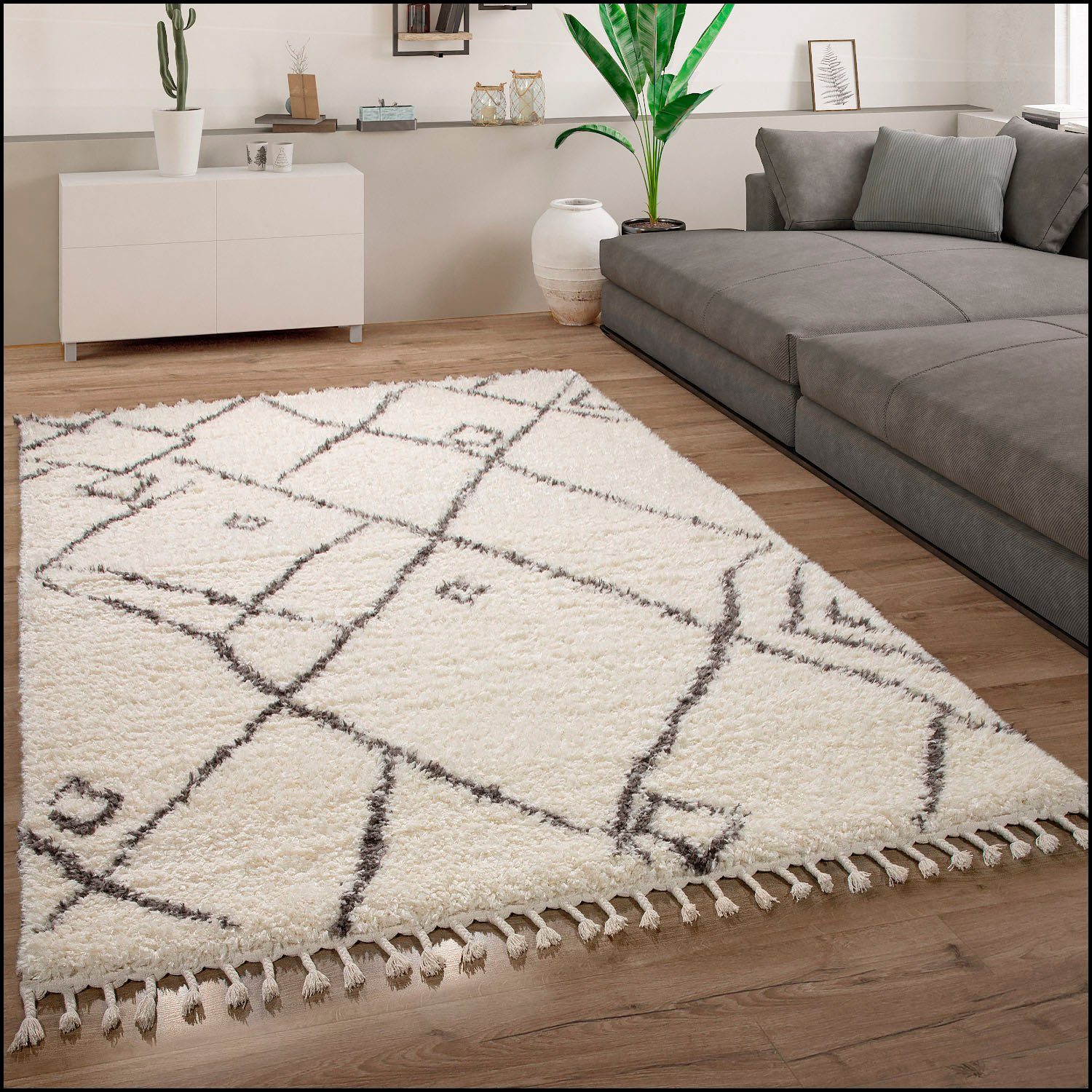 Paco Home Hochflor-Teppich Orebro 171, rechteckig, Höhe: 44 mm, modernes Ra günstig online kaufen