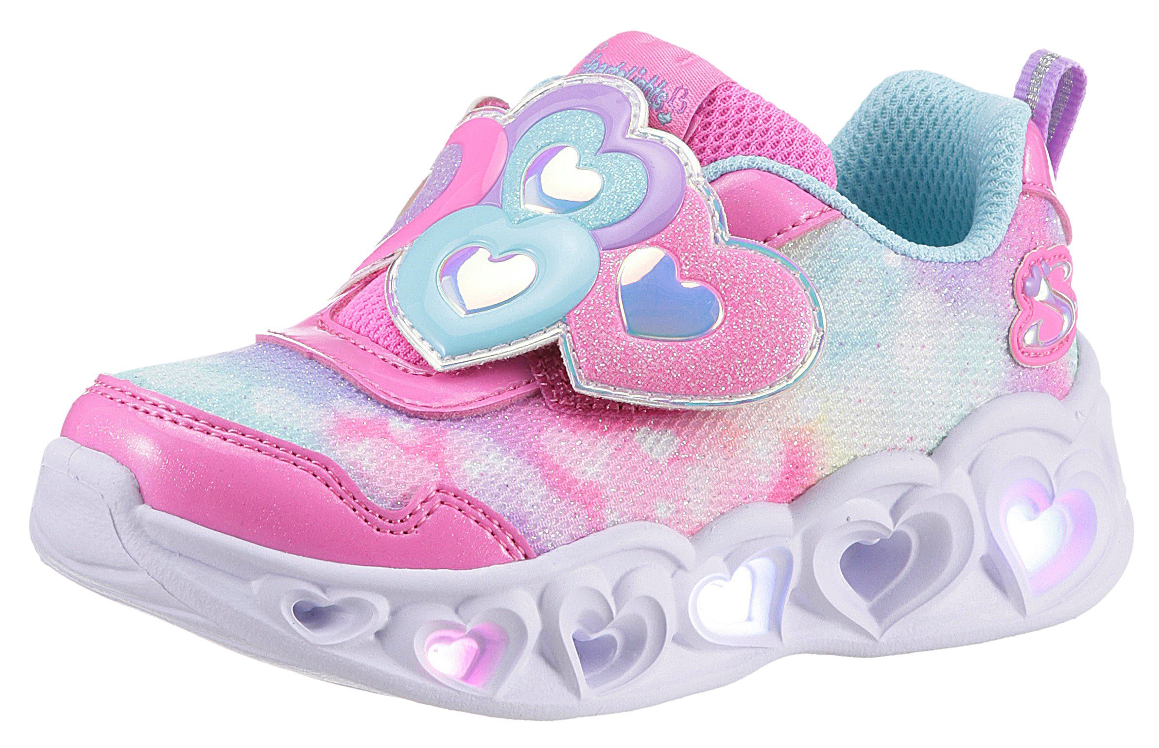 Skechers Blinkschuh HEART LIGHTS - LOVIN REFLECTION Lauflernschuh, Blink,-Klettschuh mit Herz-Applikation, Größenschablone zum Download