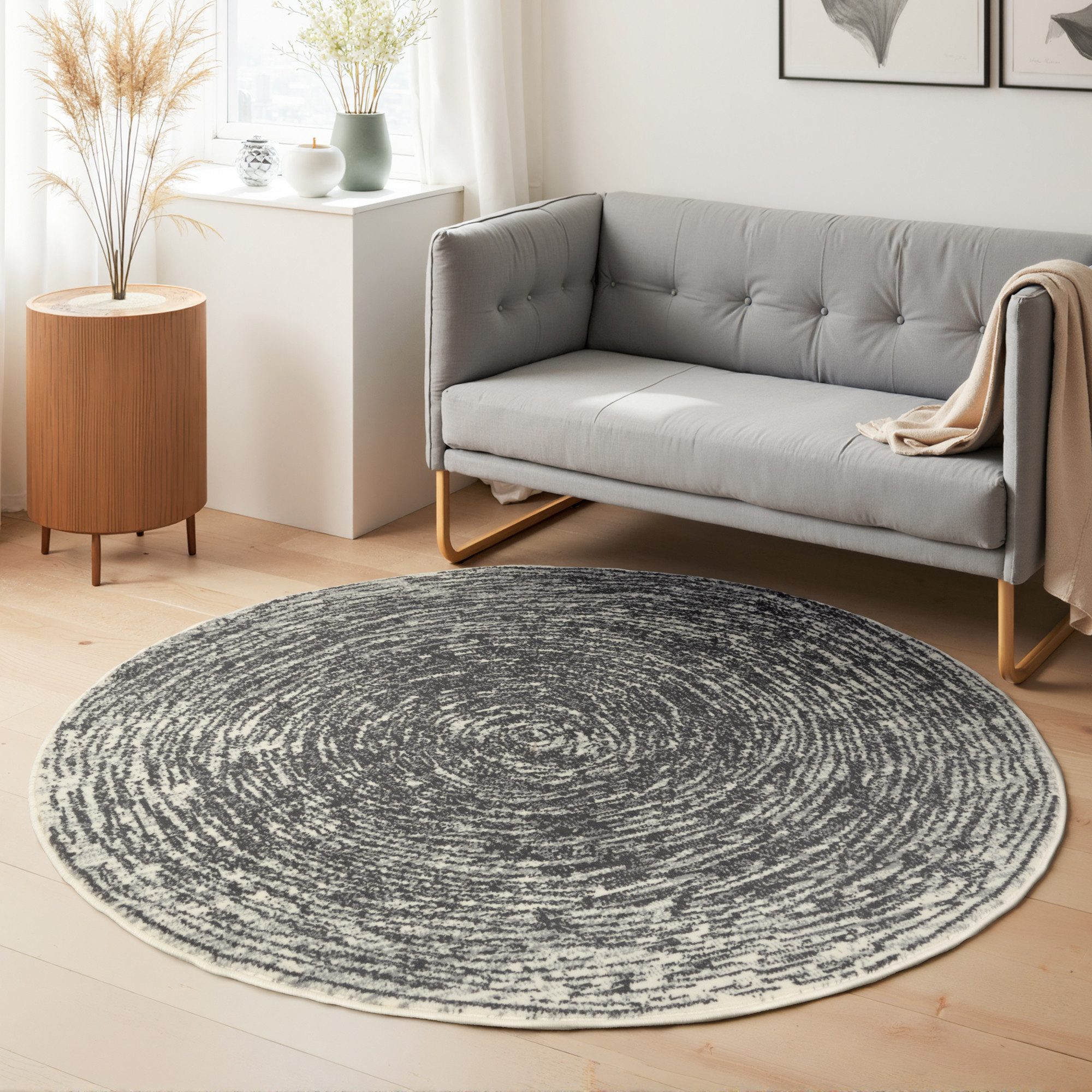 HANSE Home Teppich Cavallo, rund, Höhe: 9 mm, Wohnzimmer, Schlafzimmer, Flur, Kurzflor, meliert, Vintage, weich