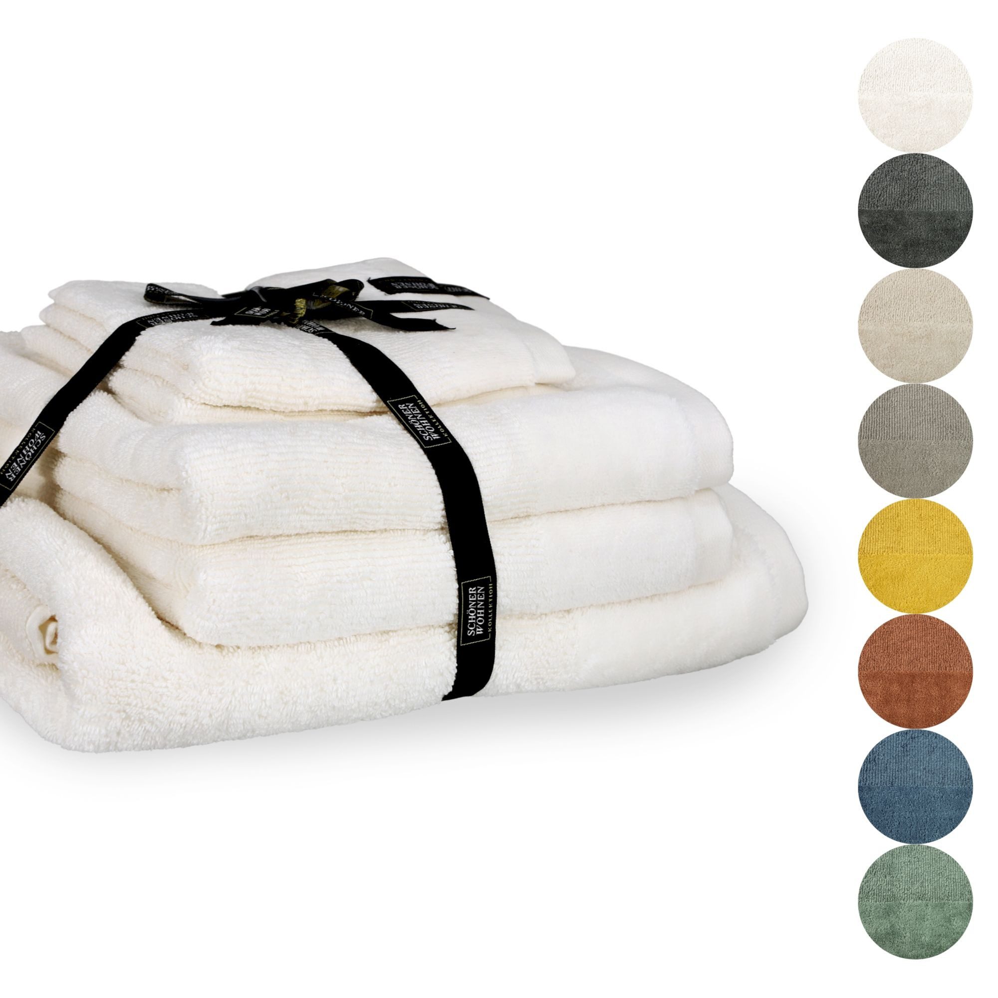 SCHÖNER WOHNEN-Kollektion Handtuch Set SENSE Handtuch Set, Baumwolle (Spar-Set, 1-St), 5er Set (1x 140x70 cm / 2x 100x50 cm / 2x 50x30 cm) in Weiss