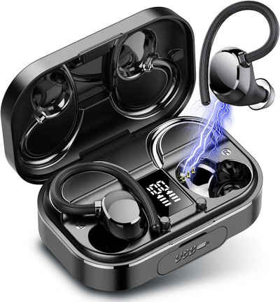 IKG Kabellos Bluetooth 5.3 Ohrhörer LED-Anzeige USB-C In-Ear-Kopfhörer (Schnurlose Kopfhörer mit Bluetooth 5.3 für stabile Verbindung und klaren Sound., mit 4 Mic, 120H Spielzeit, 2024 Neue Weicher Ohrbügel, IP7 Wasserdicht)