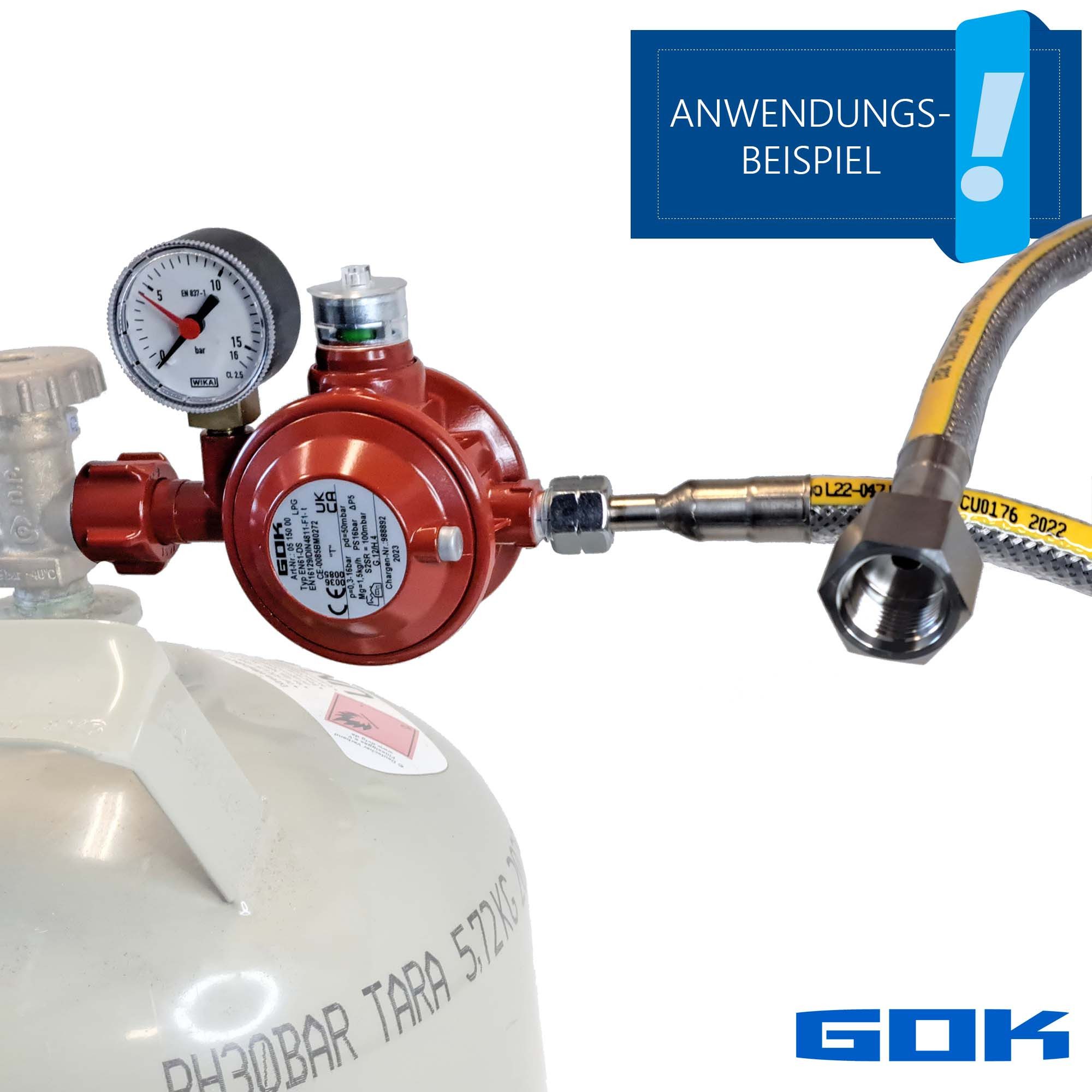 GOK Druckregler Herdanschluss-Set PRO mit Niederdruckregler Typ EN61-DS, 50mbar