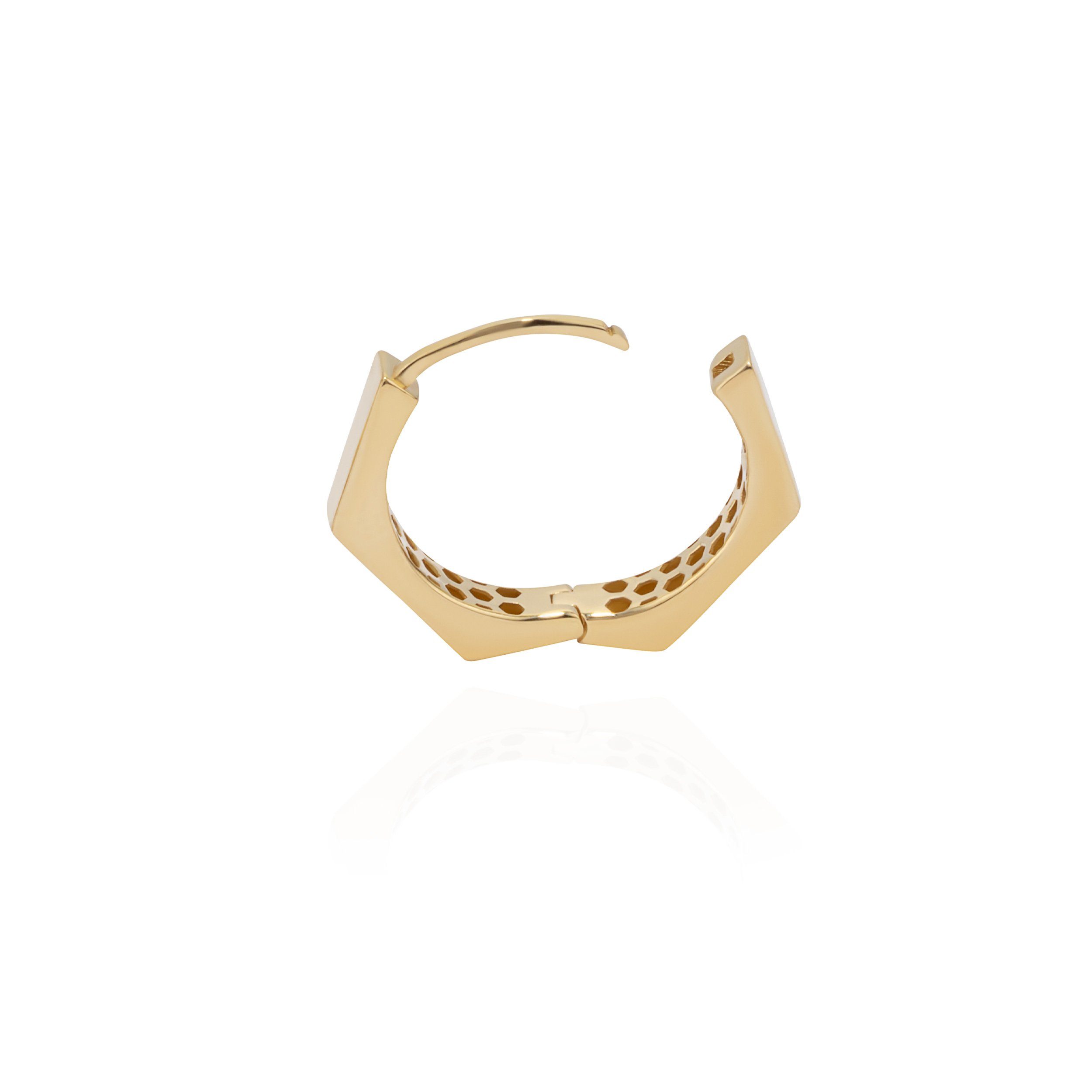 NKlaus Klappcreolen Einzel 18mm Creole 8-eckig 585 Gelb Golb 14 Karat Klappcreole elegante