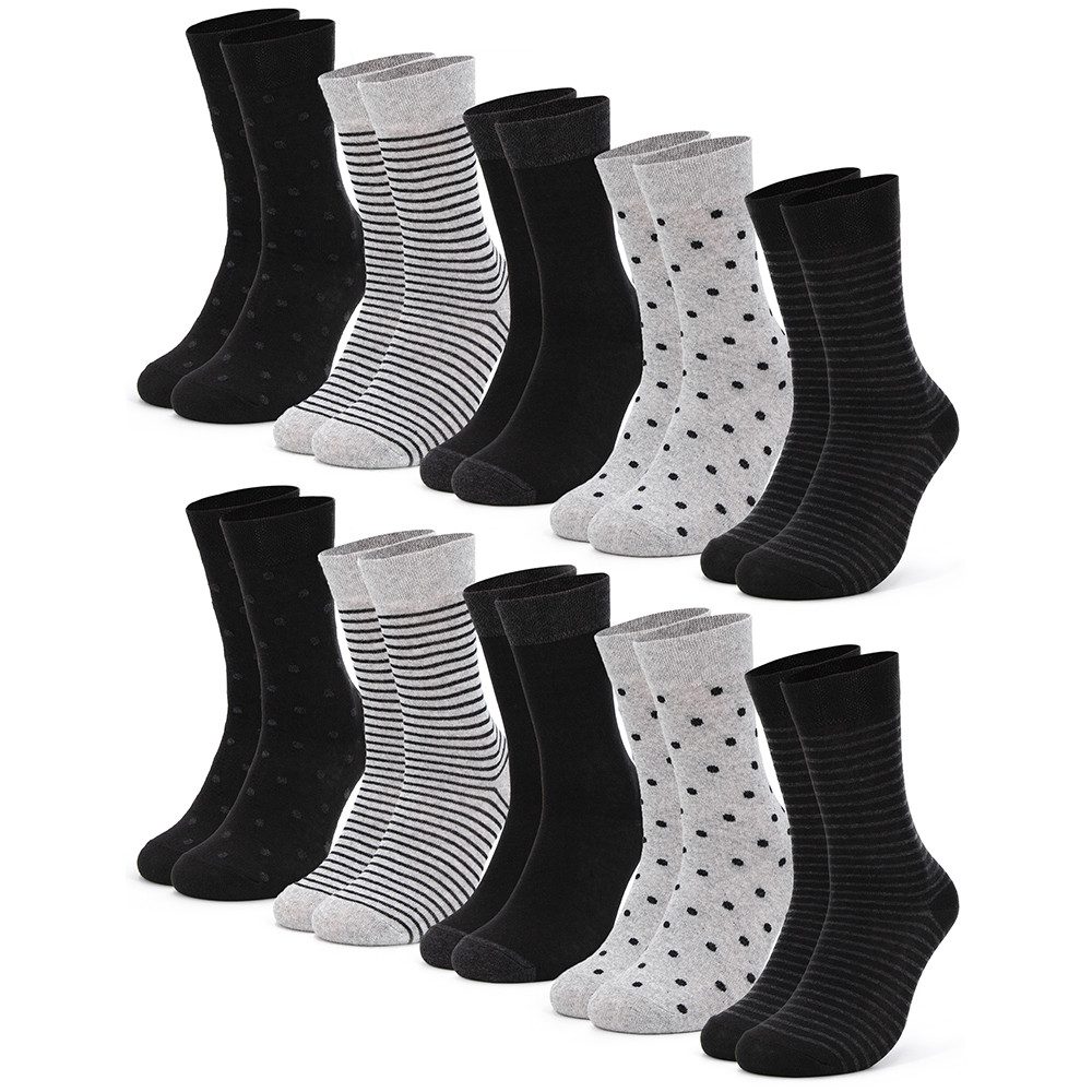 OCCULTO Basicsocken Damen Muster Socken 10 Paar (Modell: Michaela) (10-Paar)