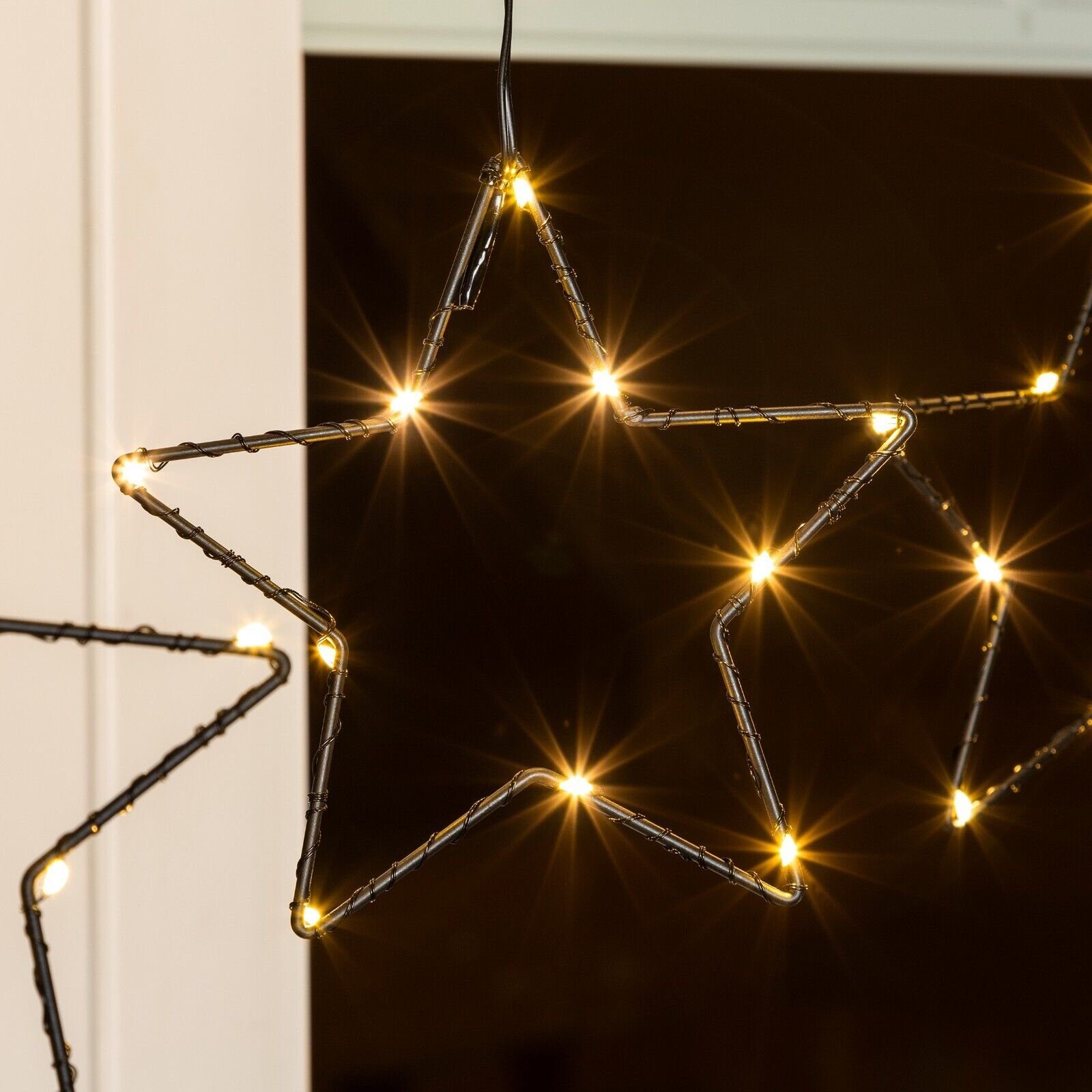 Meinposten LED-Lichtervorhang Lichterkette Weihnachten Stern LED Beleuchtung 80x85 cm Timer