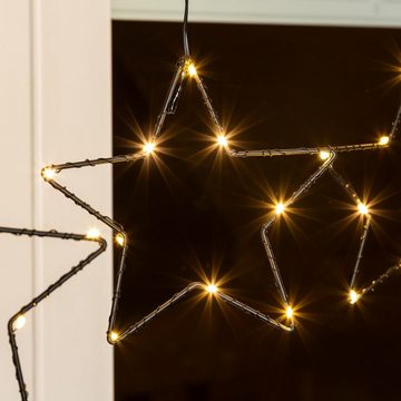 Meinposten LED-Lichtervorhang Lichterkette Weihnachten Stern LED Timer Beleuchtung 80x85 cm