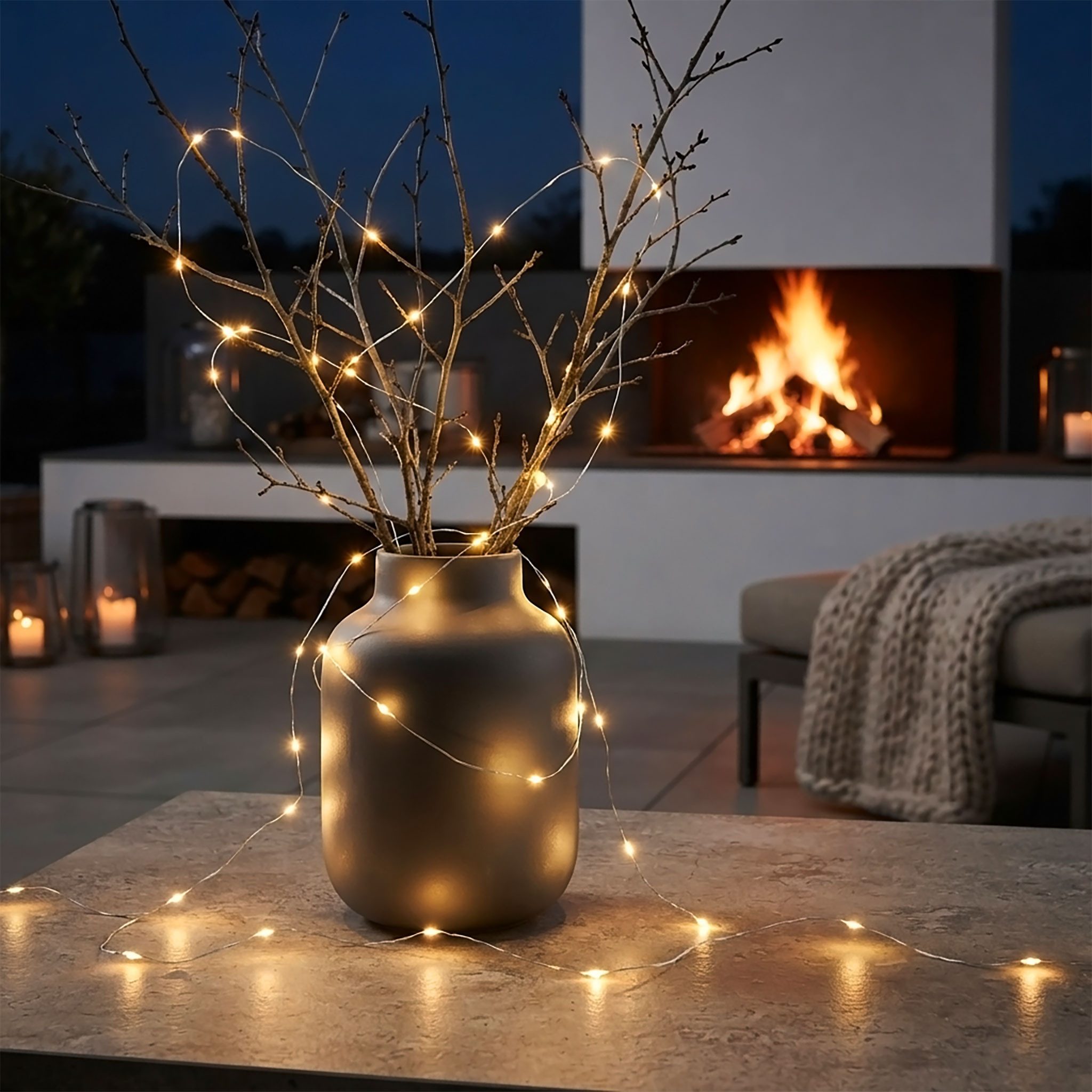 Spetebo LED-Lichterkette Draht Lichterkette 80 LED / 395 cm - warm weiß, 20-flammig, Deko Beleuchtung Indoor / Outdoor - Weihnachten Advent Winter – Bild 3 von 5