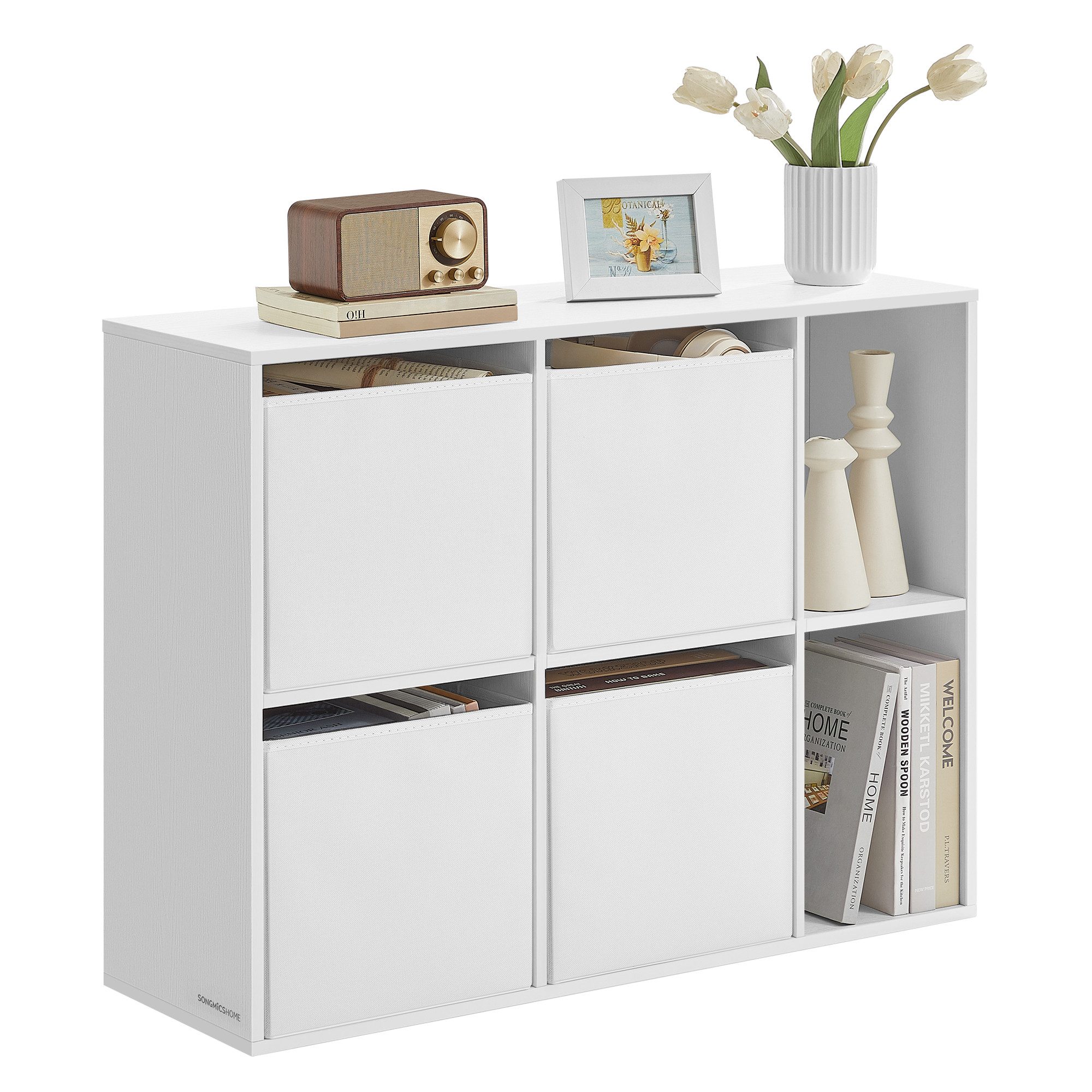 SONGMICS HOME Bücherregal, superschnelle werkzeuglose Montage, Regal, 4 Sto günstig online kaufen