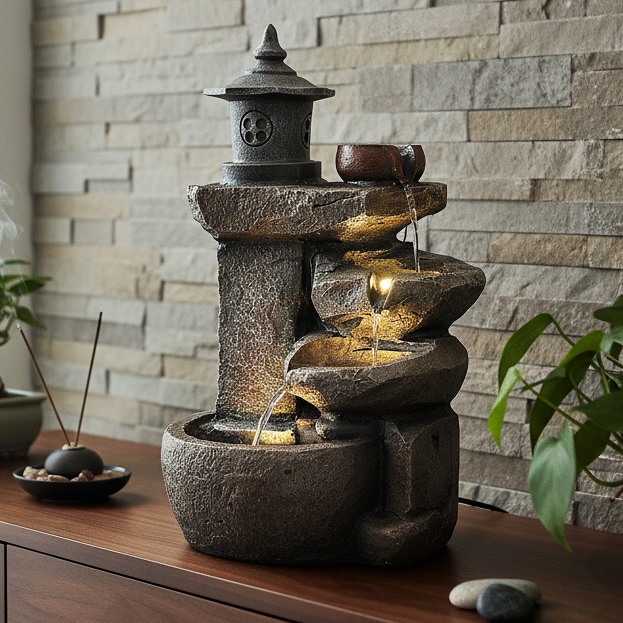 Arnusa Gartenbrunnen Zimmerbrunnen BK851 Springbrunnen Wasserfall Kaskade, günstig online kaufen