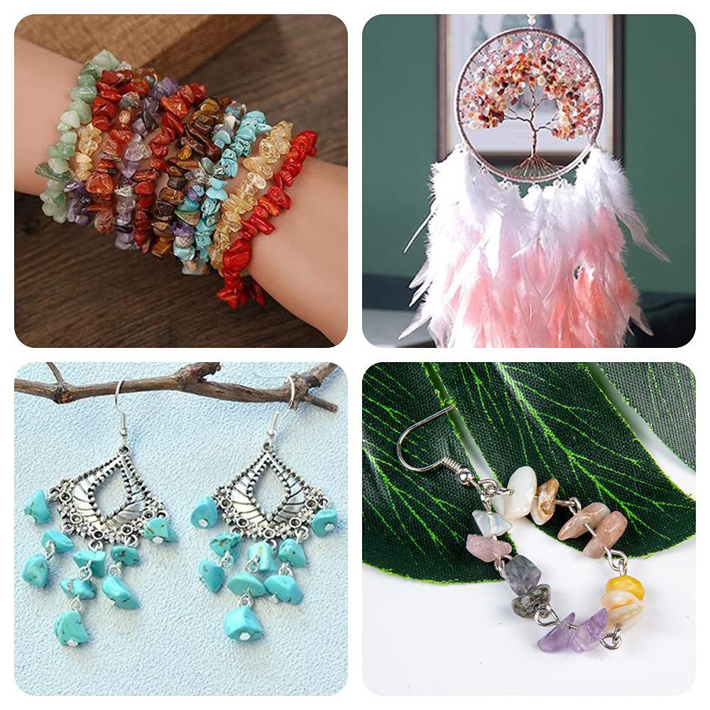 CLTYQ Ketten und Armband Set 24 Farben Natürliche Edelstein-Perlen,5–7 mm Steinperlen, 1073 Stück (1073-tlg), DIY-Set,Ohrringe und Schmuckherstellung,unregelmäßige Edelstein