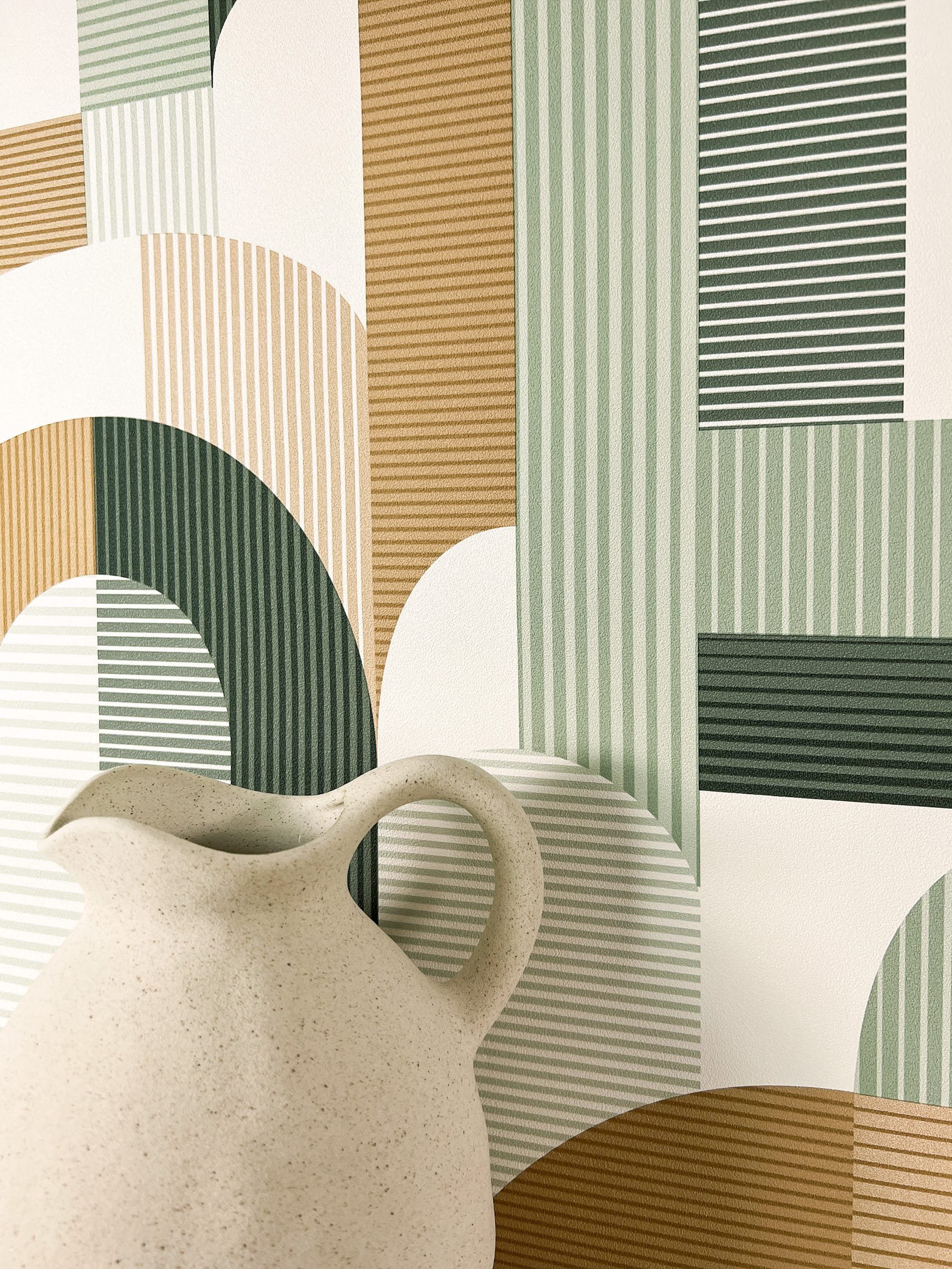 Newroom Vliestapete, Grün Tapete Modern Streifen - Mustertapete Boho-Tapete günstig online kaufen