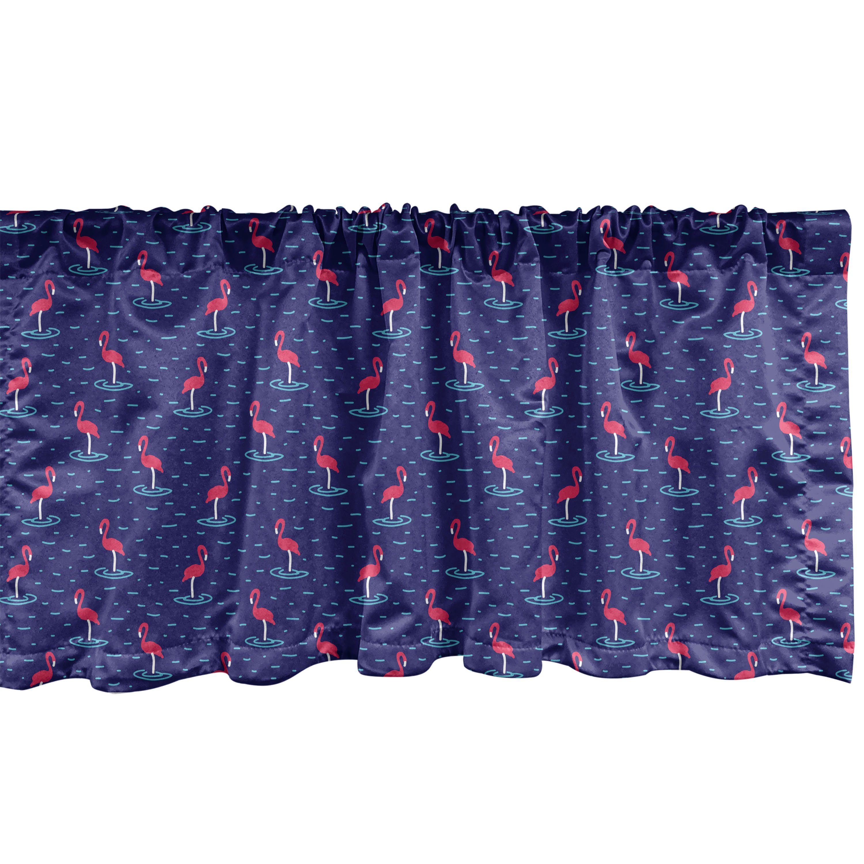 Scheibengardine Vorhang Volant für Küche Schlafzimmer Dekor mit Stangentasche, Abakuhaus, Microfaser, Flamingo Wellenförmige See Birds