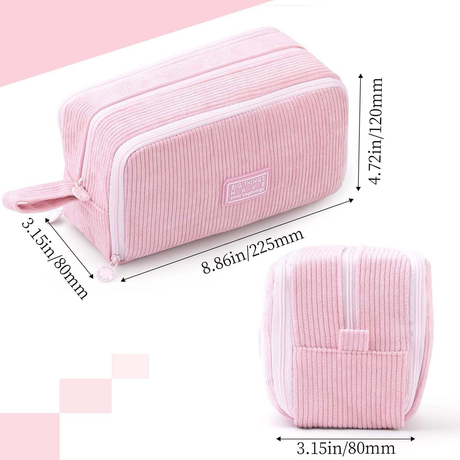 Agger Federmäppchen aus Cord-Stoff Federtaschen Mäppchen mit 3 Fächer Schulmäppchen Große