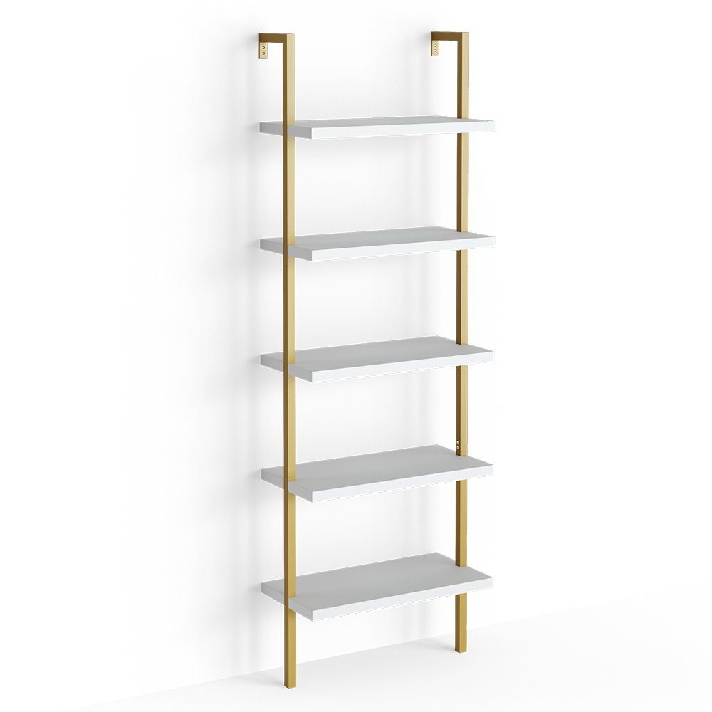 Vicco Bücherregal Ava, Weiß/Gold, 60 x 183 cm, 1-tlg.