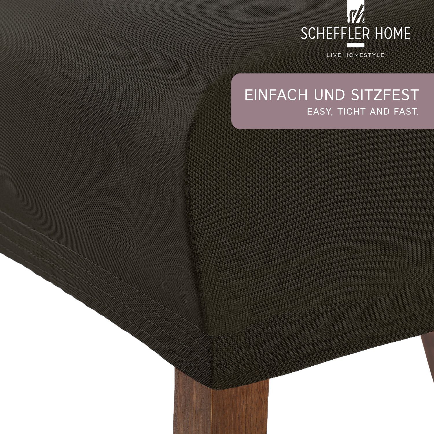 Marie mit SCHEFFLER-HOME HOMESTYLE elastische Braun Lotus Stuhlabdeckungen Stuhlhusse Fleckenschutz sh LIVE Effekt, und