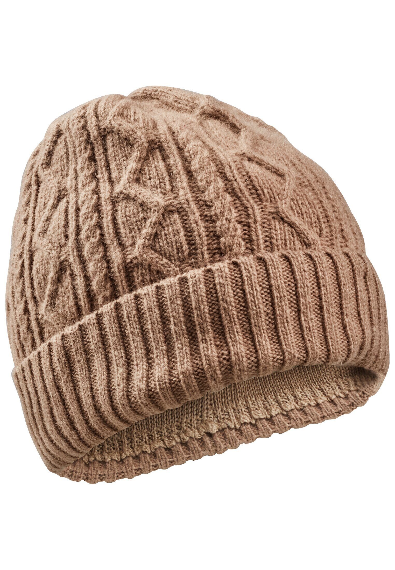 aus Walnuss Wolle camel Beanie active