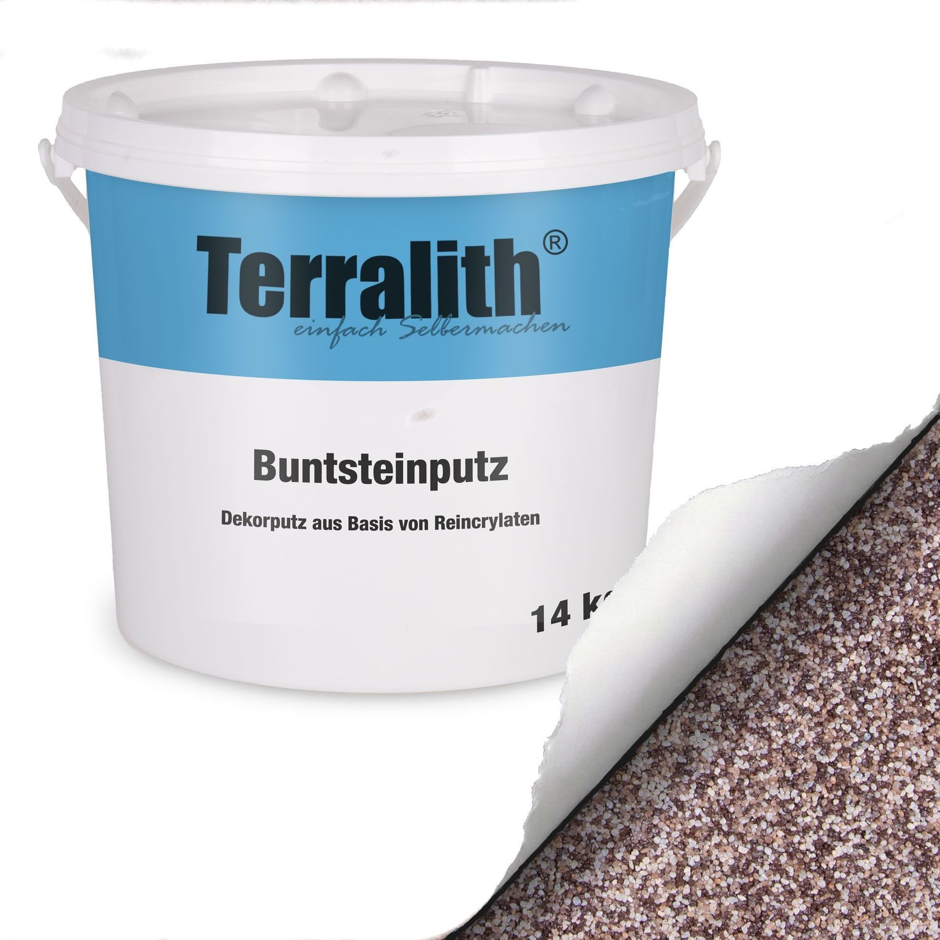 Terralith® Kunstharzputz Buntsteinputz Mosaikputz 1mm -14 kg- BSP1061 (Eimer, Verarbeitungsfertig) Dekorationsputz aus Marmor-Granulat bzw. eingefärbter Körnung