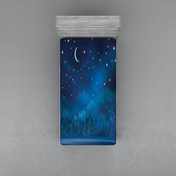 Spannbettlaken Soft Dekorativer Stoff Bettwäsche Rund-um Elastischer Gummizug, Abakuhaus, Winter Nächtliche Malerei Blue Moon