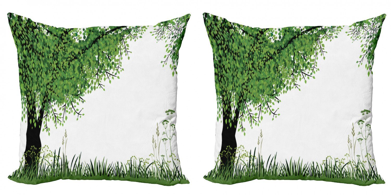 Kissenbezüge Modern Accent Doppelseitiger Digitaldruck, Abakuhaus (2 Stück), Natur Baum Gras Sommer