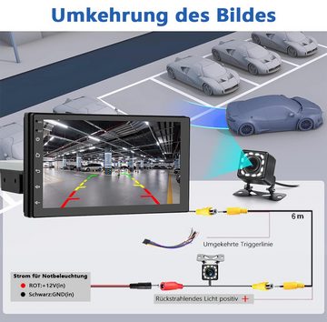 Hikity 1 DIN 7 Zoll Touchscreen mit GPS Navi Mirror Link Rückfahrkamera Autoradio (USB Digital Media Receiver, iOS/Android, WiFi, FM RDS)