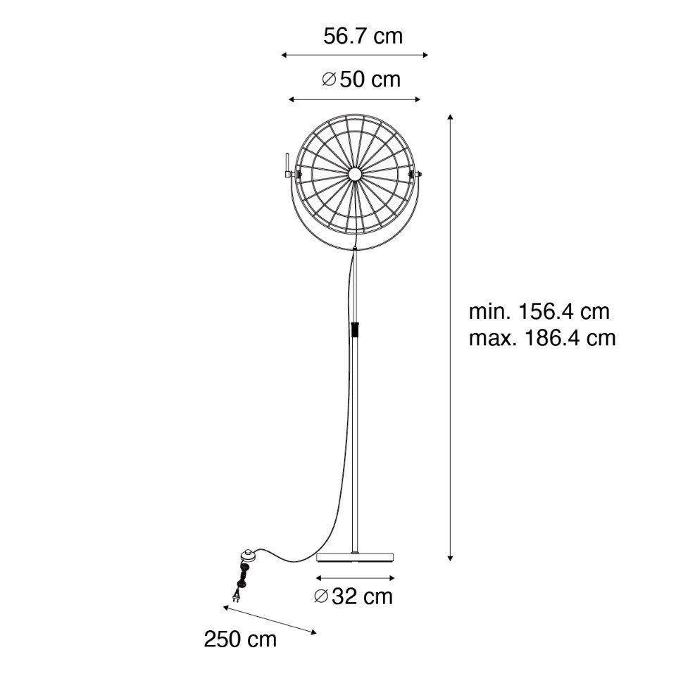 Qazqa Stehlampe Hanze, ohne Leuchtmittel, Warmweiß, QAZQA Stehlampe, e27, Schwarz, Stahl, Industrie