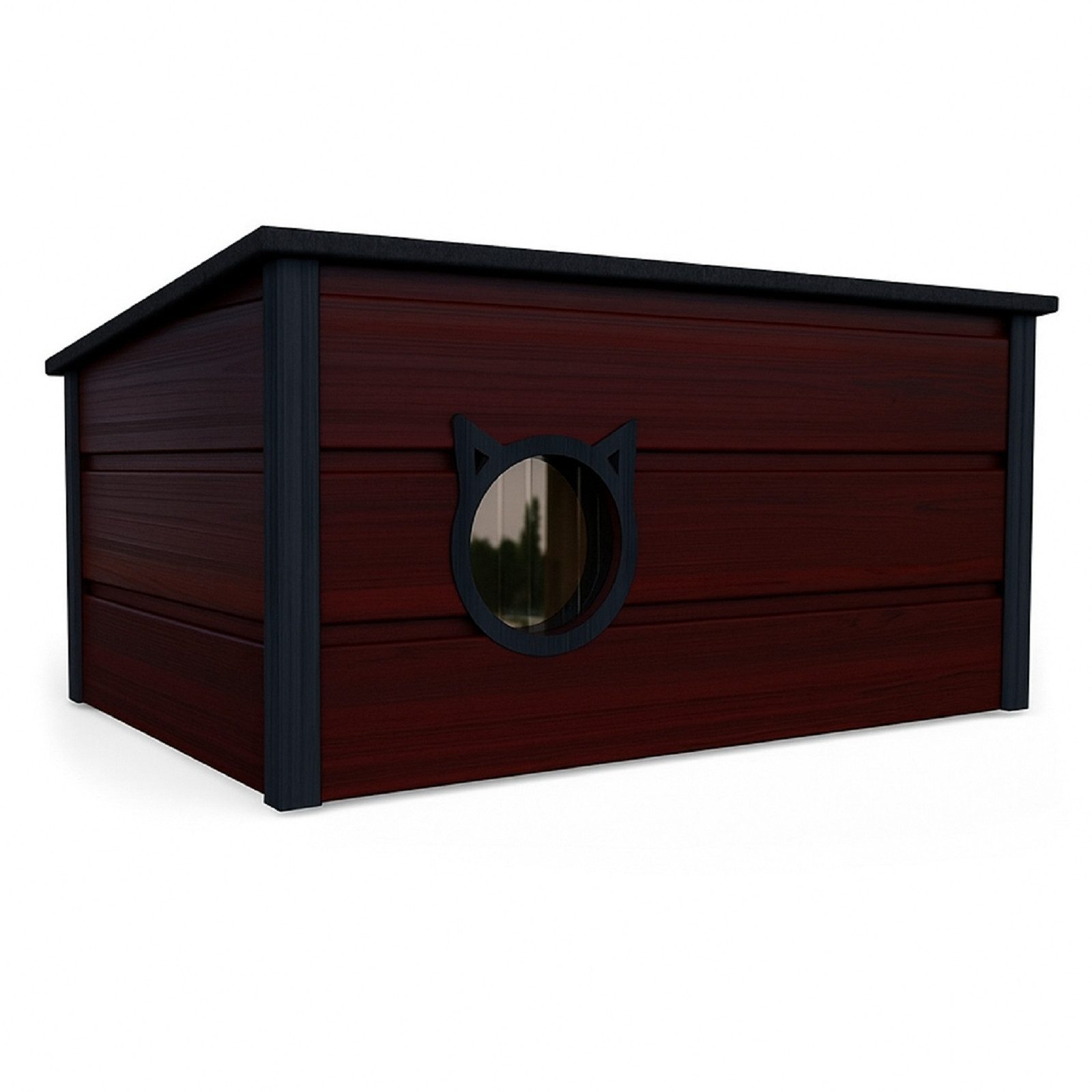 QLS Katzenhaus Isoliert aus Holz 73×52×38 cm mit Vorhang Wetterfest, Schutz günstig online kaufen