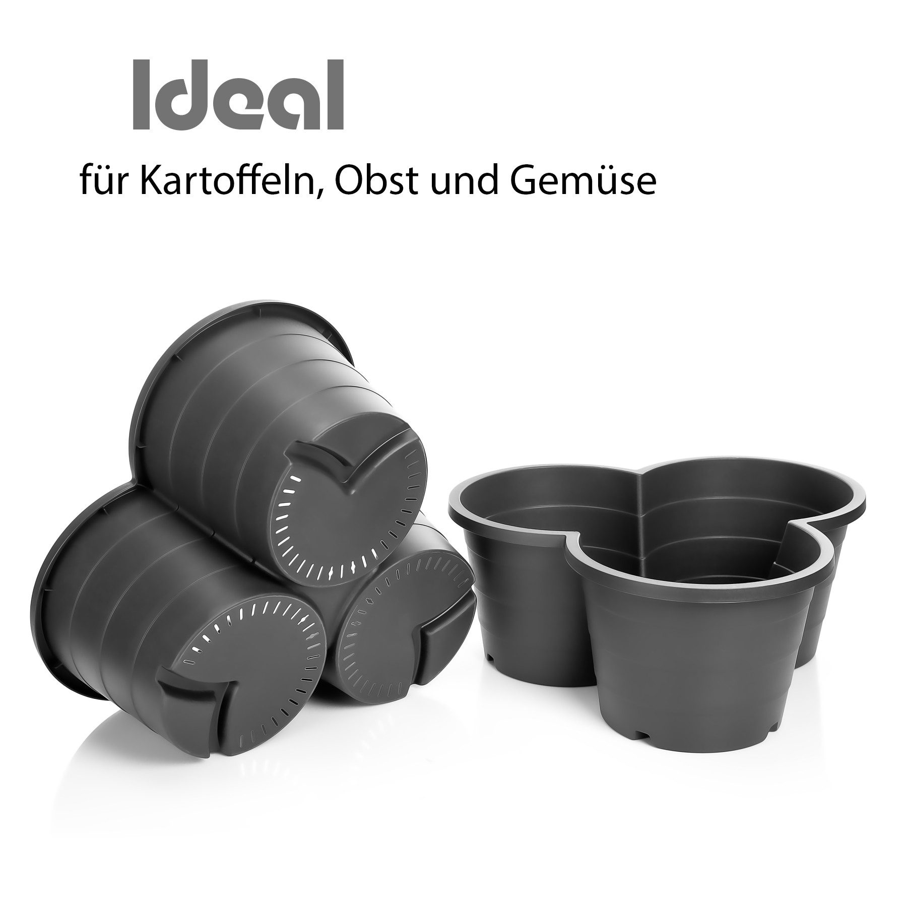 BigDean Pflanzkübel 4er Set Pflanzturm ideal für Erdbeeren, Kartoffeln & Kräuter (Set, 1 St., 4 Töpfe), Ideal für Kartoffeln, Kräuter, Erdbeeren und mehr