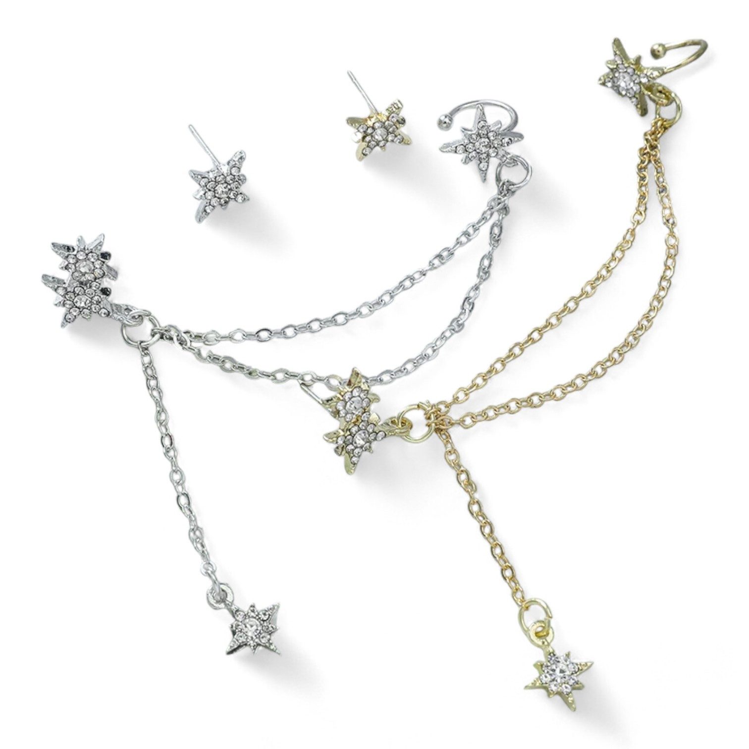 Eyecatcher Paar Ohrstecker Ketten Ohrstecker Drop Chain. Ohrring mit Kette. günstig online kaufen