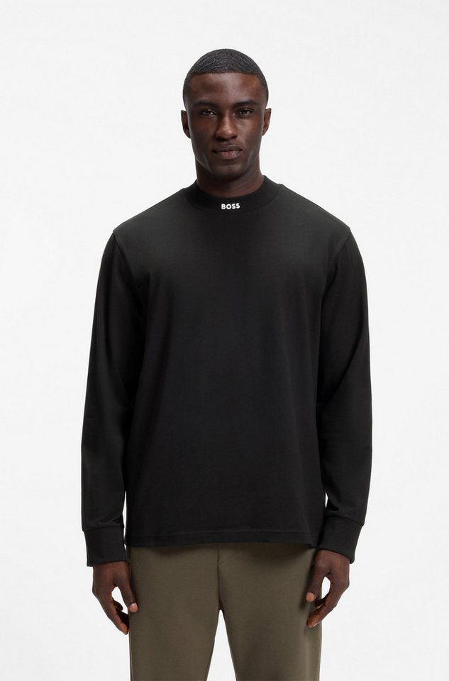 BOSS GREEN Langarmshirt Stretch Jersey Baumwolle, Relaxed Fit, Rundhalsausschnitt