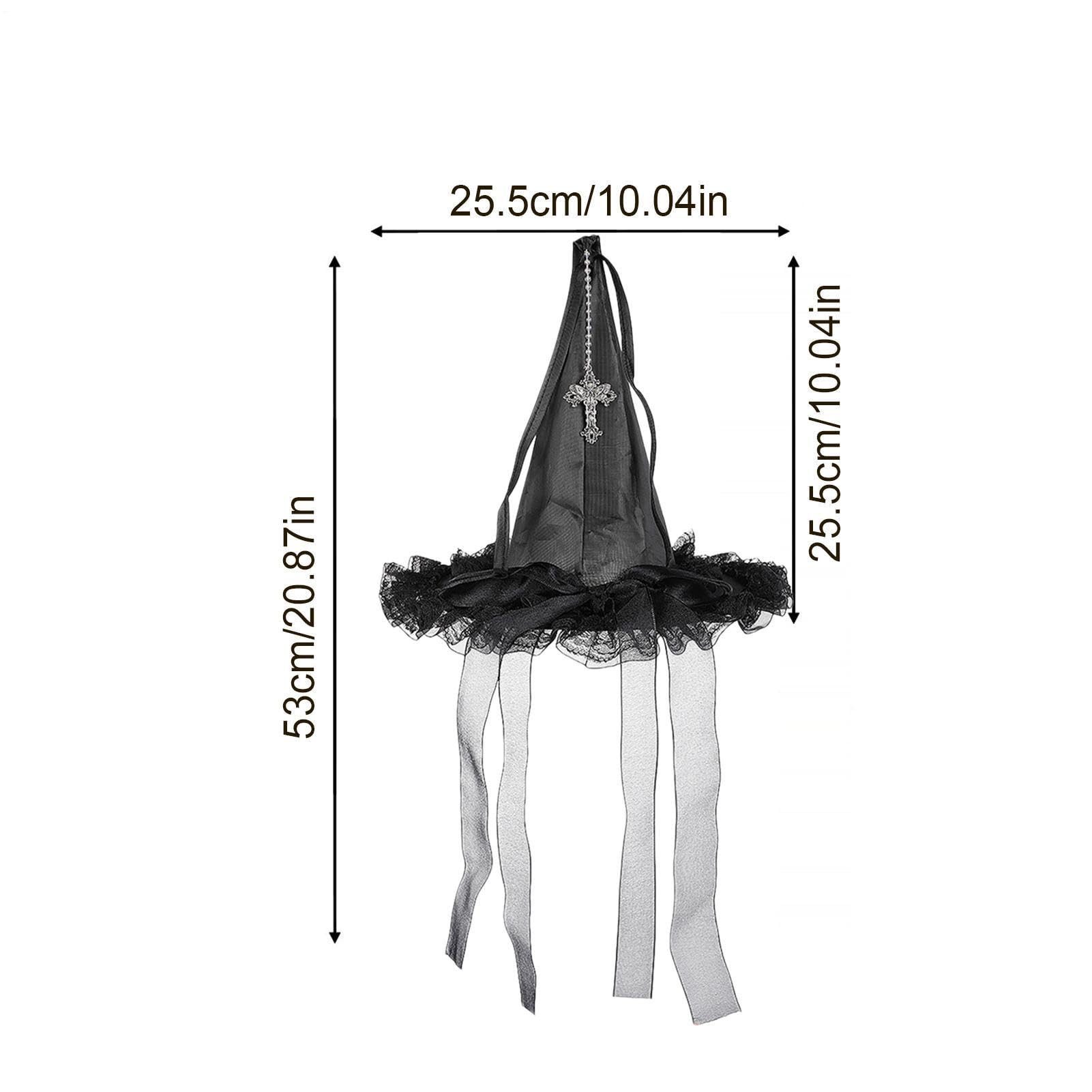 Sorvyzxn Hexen-Kostüm Halloween Hexenhut aus schwarzer Spitze,Vintage Hexenhut, Spinnenmotiv, Zauberhut Halloween-Party Kostüm,für Karneval Halloween