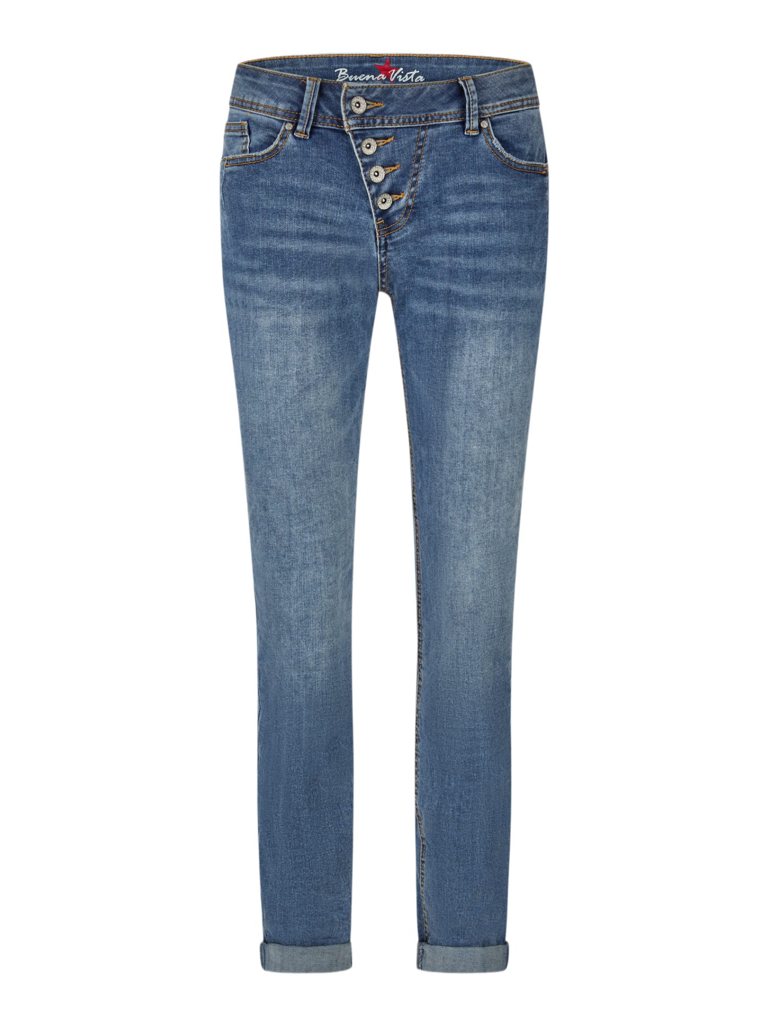 Buena Vista Stoffhose blau, Casual, Baumwolle, Unifarben, Slim Fit, Mittel