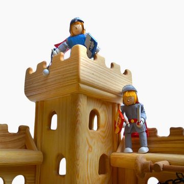Madera Spielzeuge Spiel-Gebäude Ritterburg aus Kiefern Holz, Die Burgzinnen sind aus Eschenholz gefertigt Made in Germany