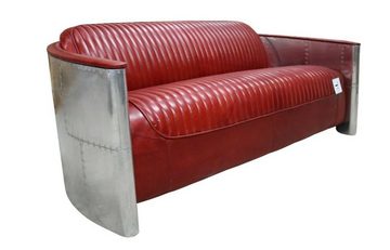 JVmoebel Sofa, Ledersofa Couch Polster Sofa Aluminium Dreisitzer Vintage Luxus