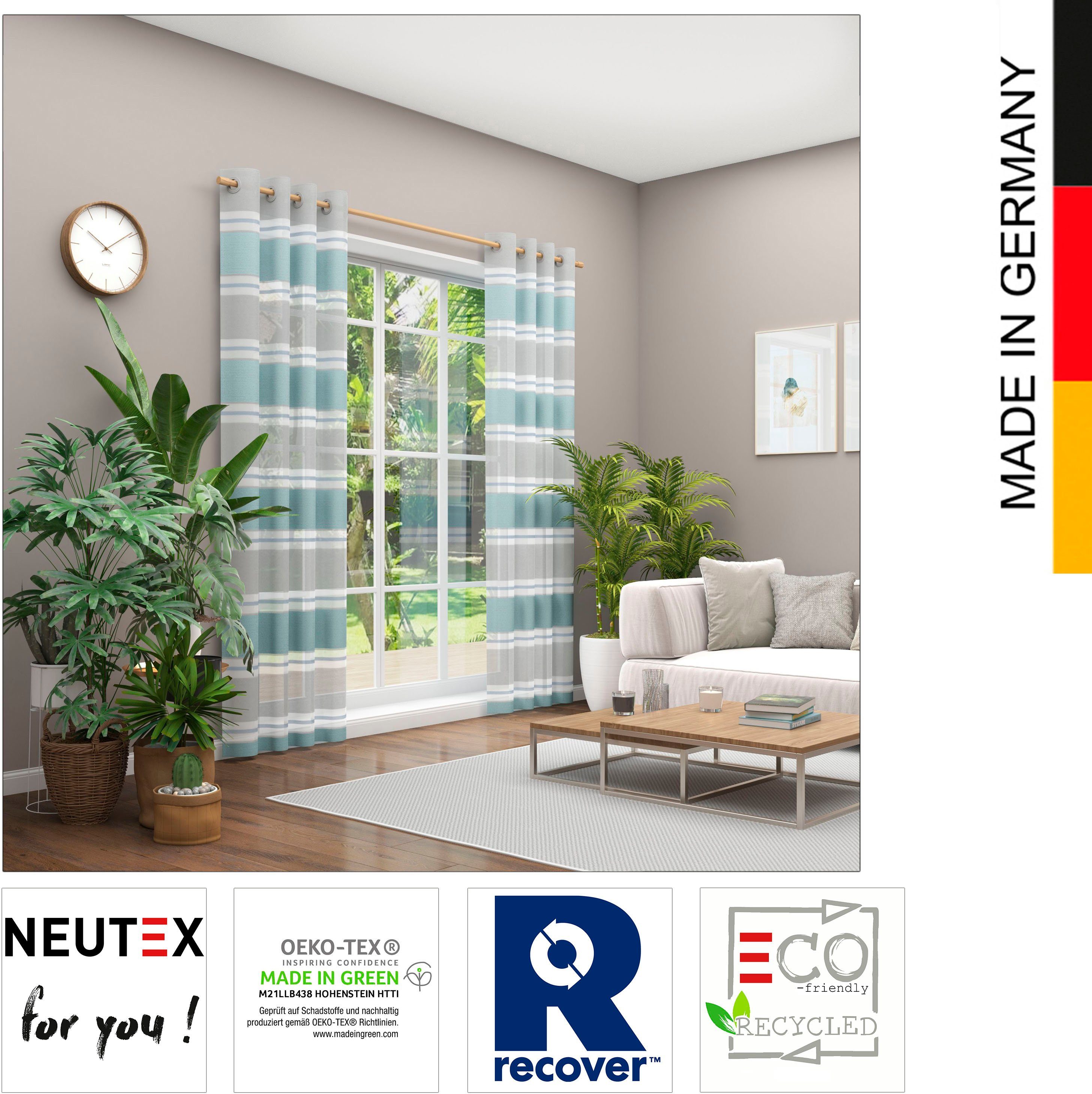 halbtransparent, Ösen Eco, Vorhang (1 blau St), grau Neutex you!, for Nachhaltig Valeska