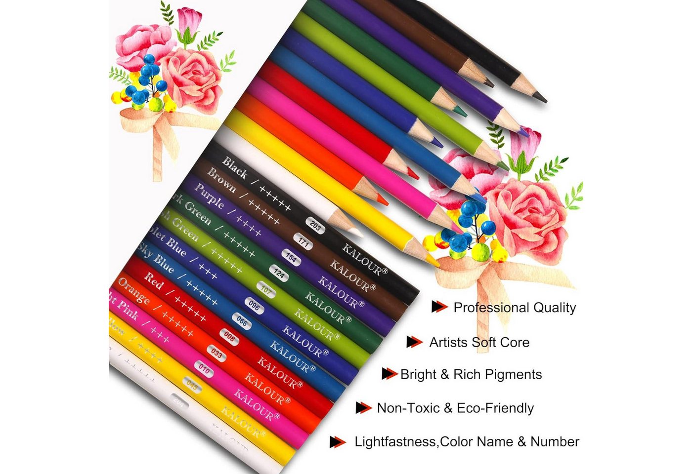 Thumbnail - KALOUR Buntstift Premium Buntstifte 12 lebendige Farben 240 Stifte Künstler-Buntstifte